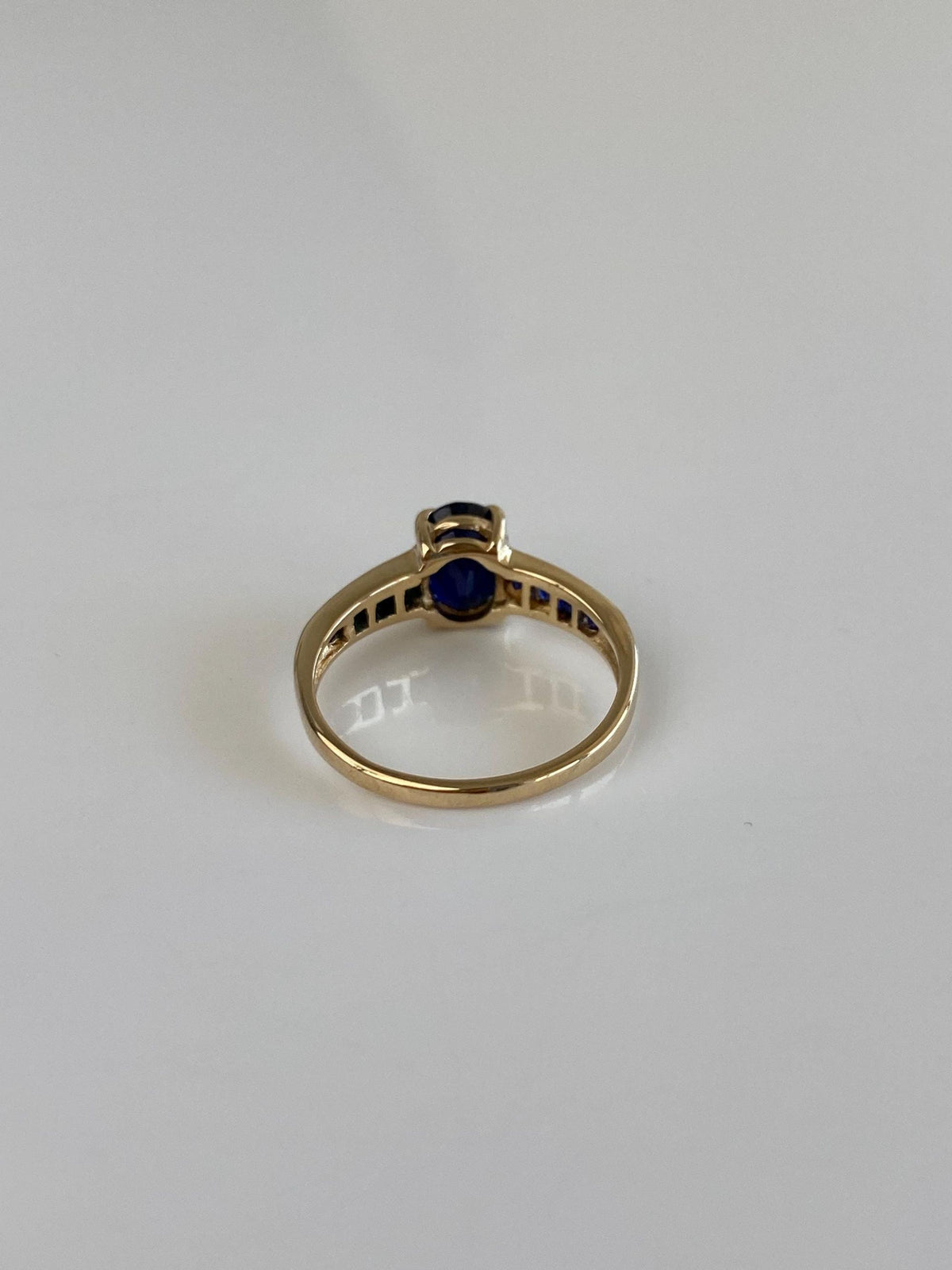 Solid 14k Yellow Gold Blue Sapphires Ring - Size 4.5