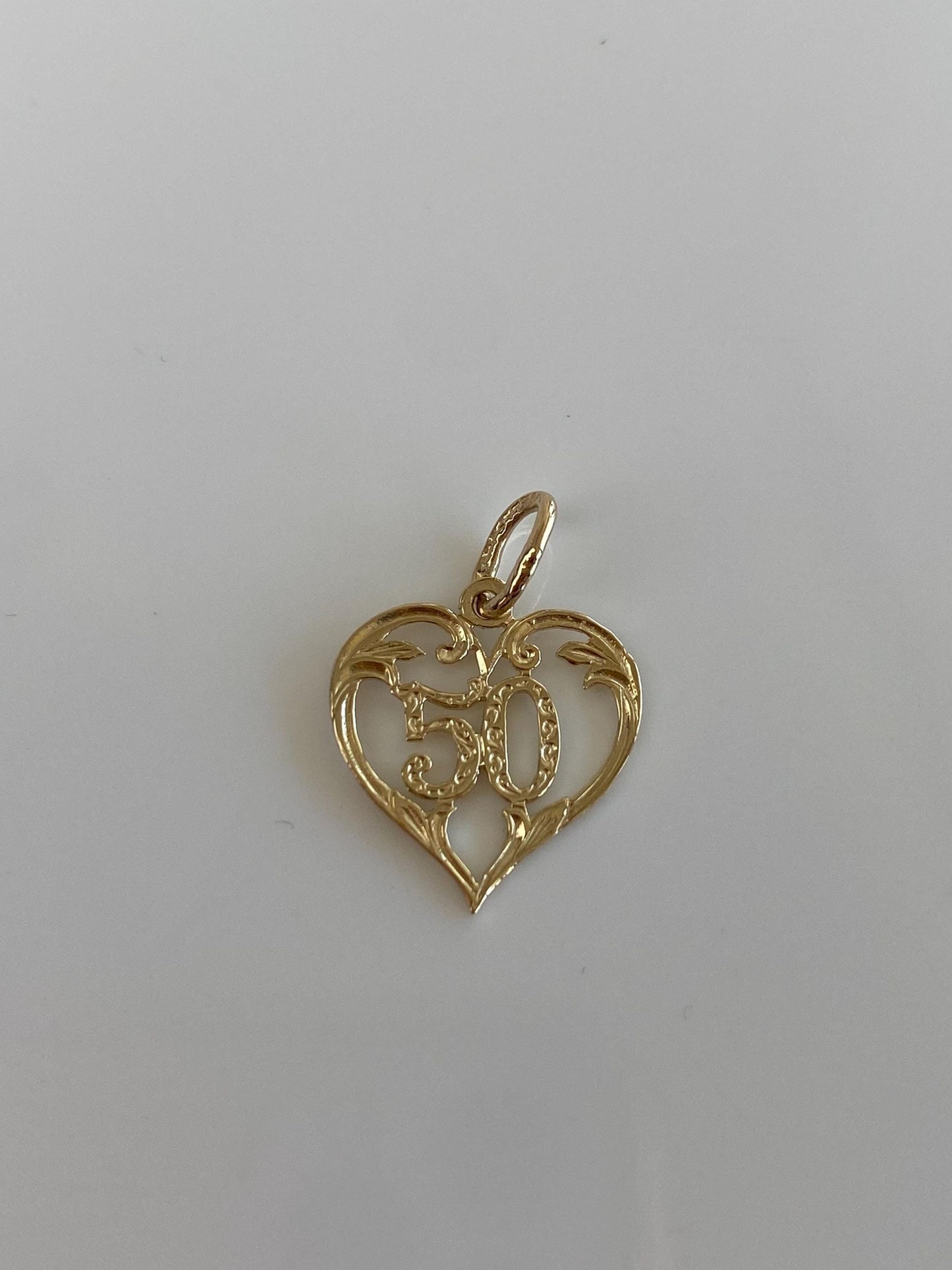 Vintage Solid 14k Yellow Gold '50' Heart Charm