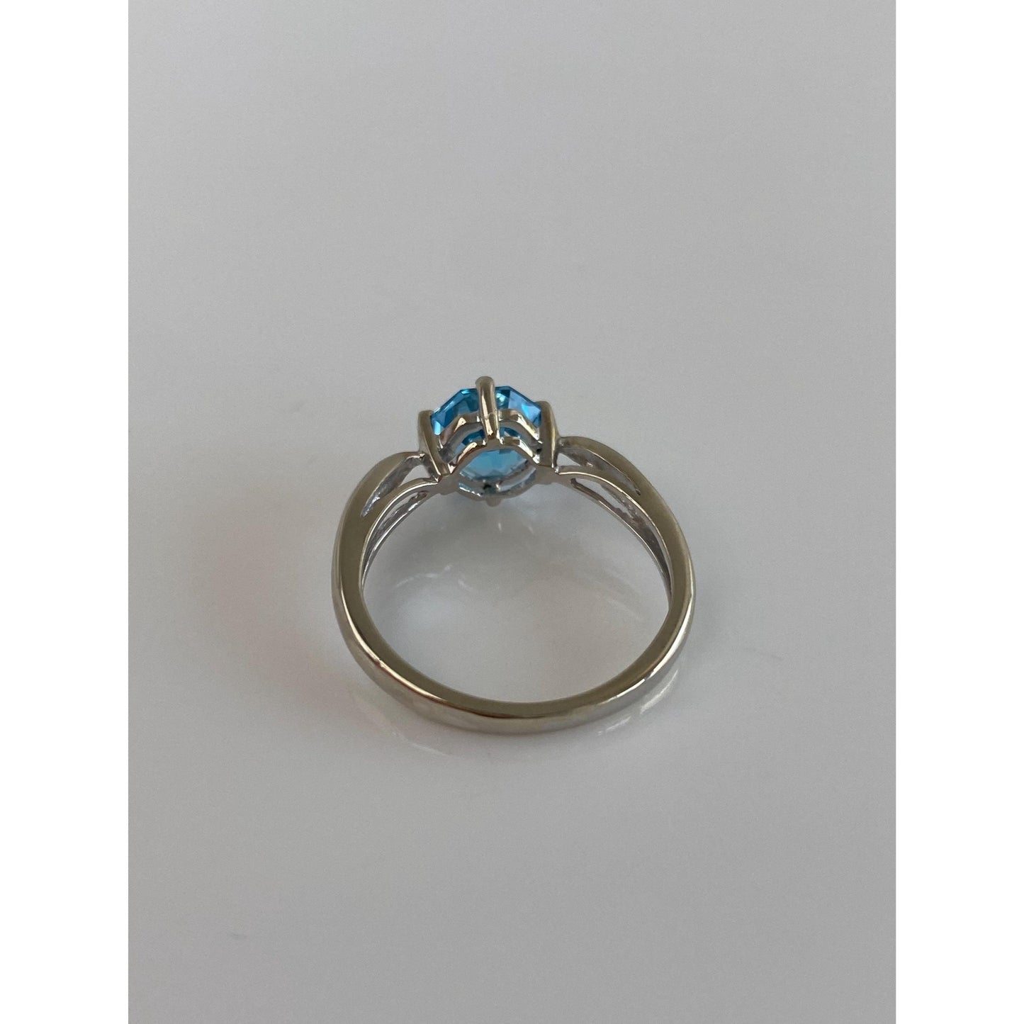 Vintage Solid 10k White Gold Topaz Ring - Size 6.5