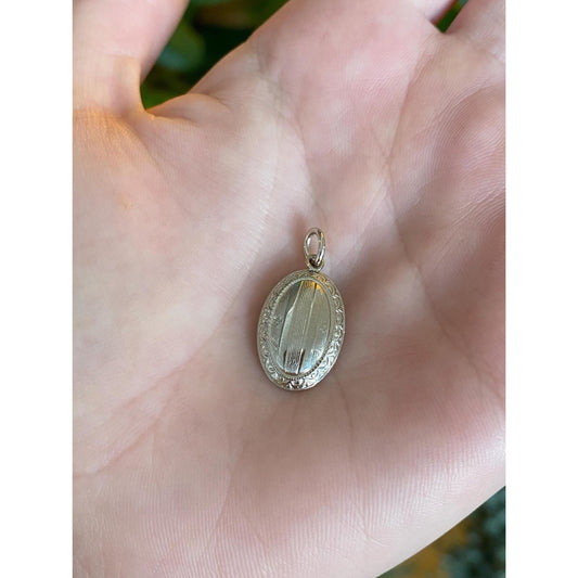 Vintage Solid 14k White Gold Pattern Cufflink Conversion Charm