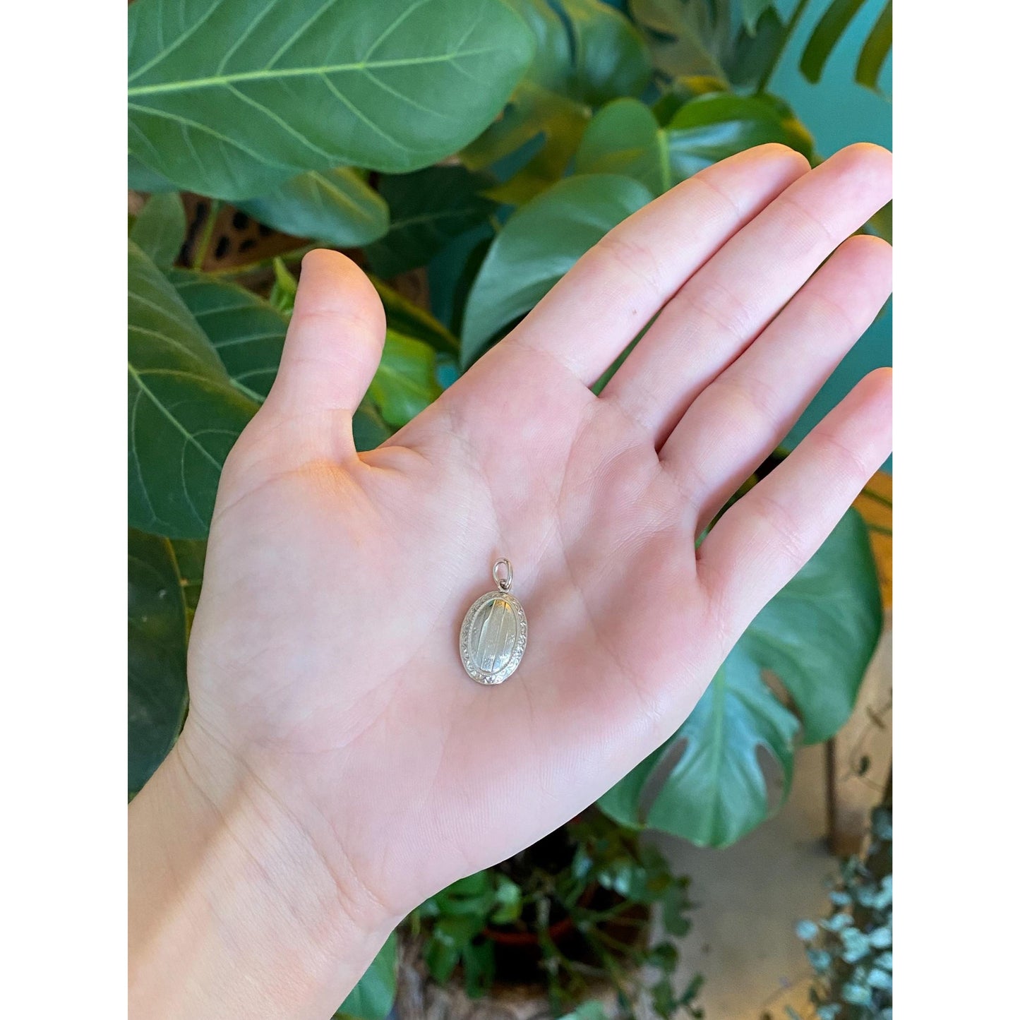 Vintage Solid 14k White Gold Pattern Cufflink Conversion Charm