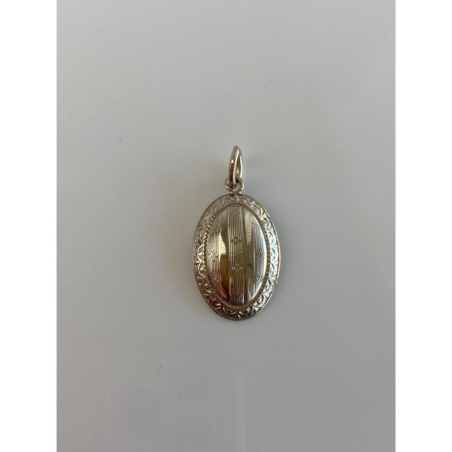 Vintage Solid 14k White Gold Pattern Cufflink Conversion Charm