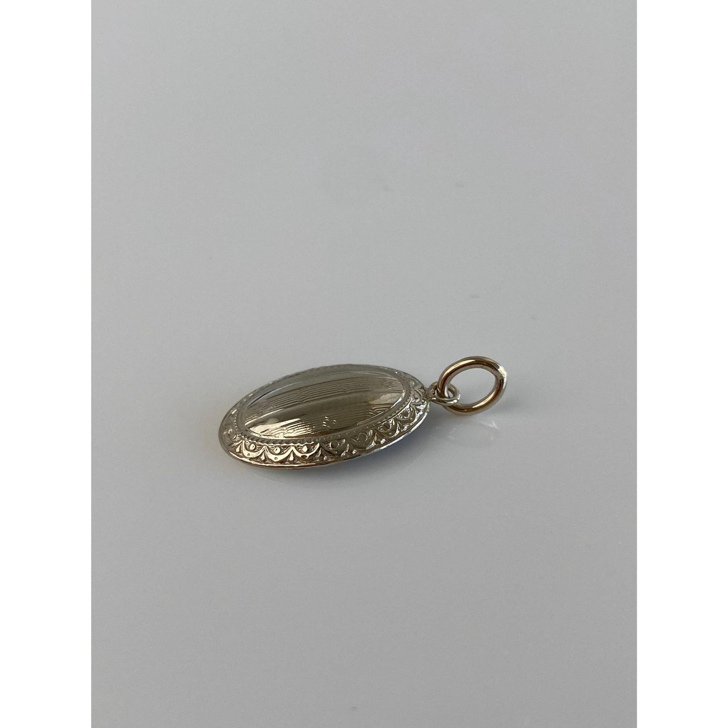 Vintage Solid 14k White Gold Pattern Cufflink Conversion Charm