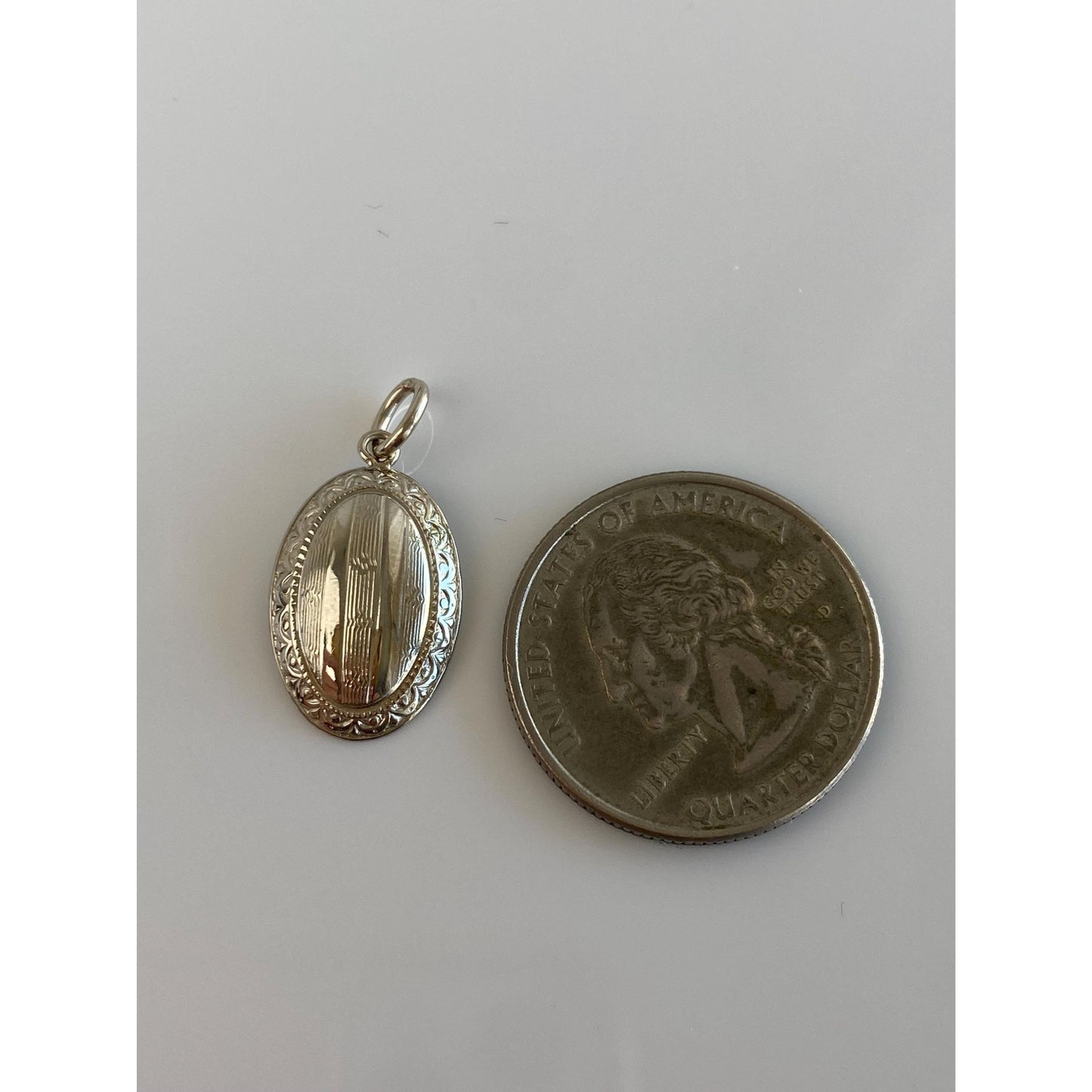 Vintage Solid 14k White Gold Pattern Cufflink Conversion Charm