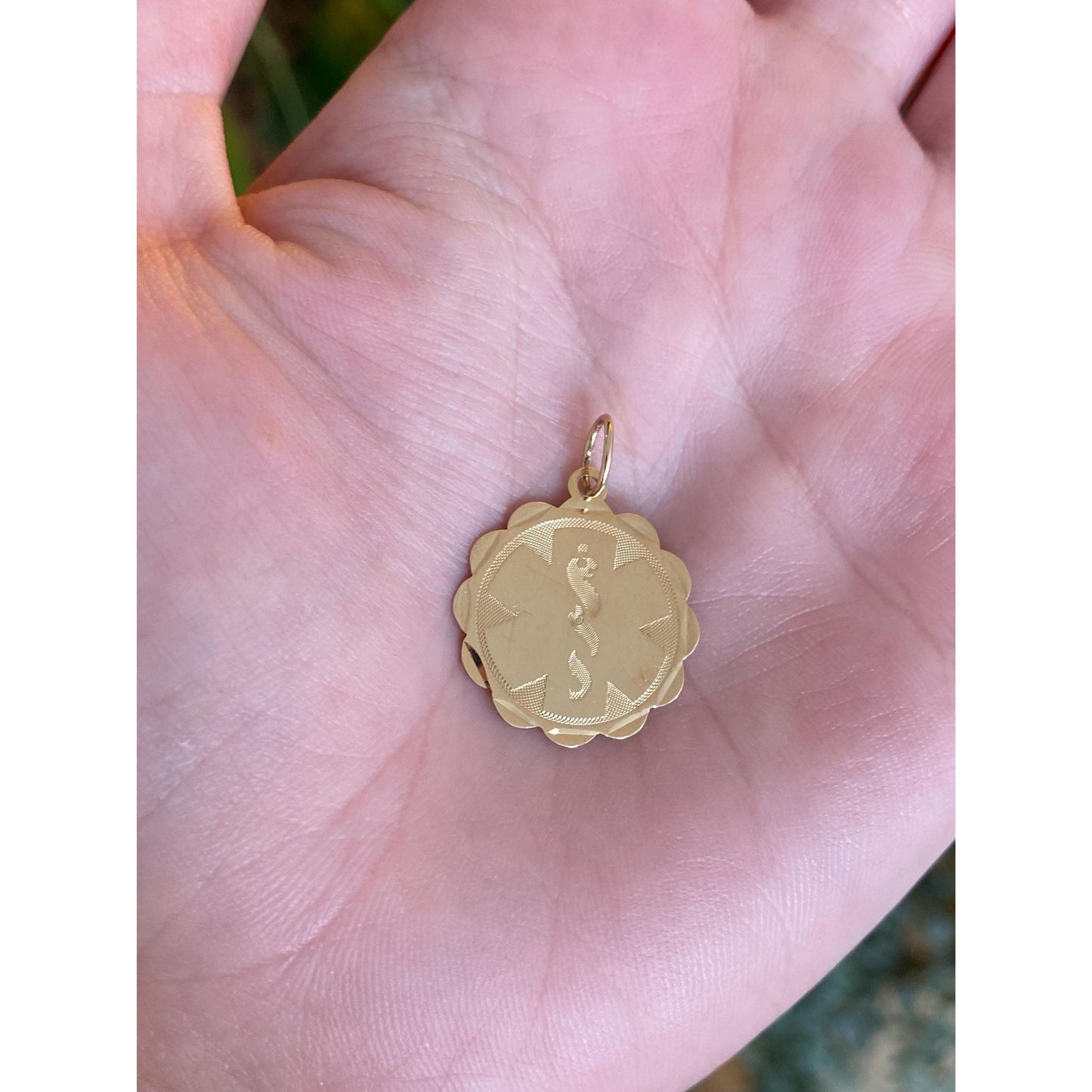 Vintage Solid 14k Yellow Gold Medical Rod of Asclepius Charm