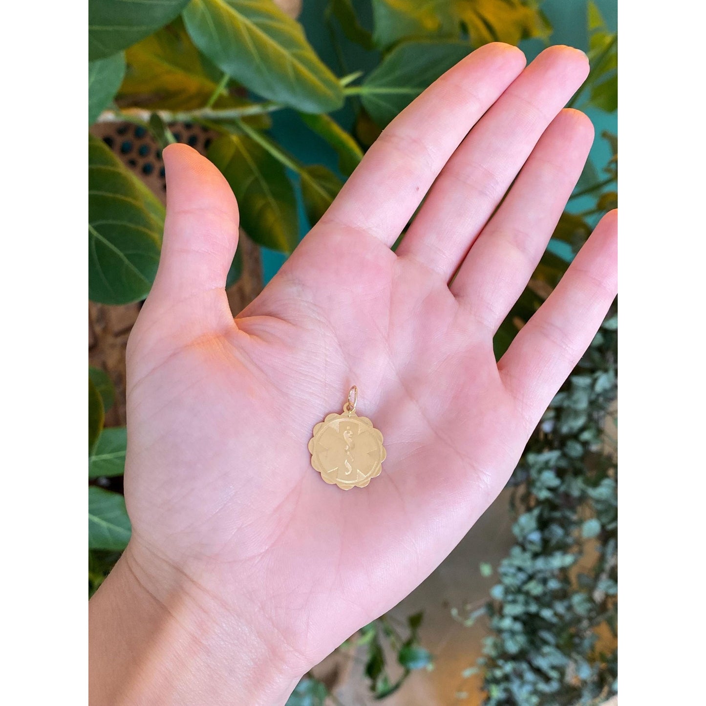 Vintage Solid 14k Yellow Gold Medical Rod of Asclepius Charm