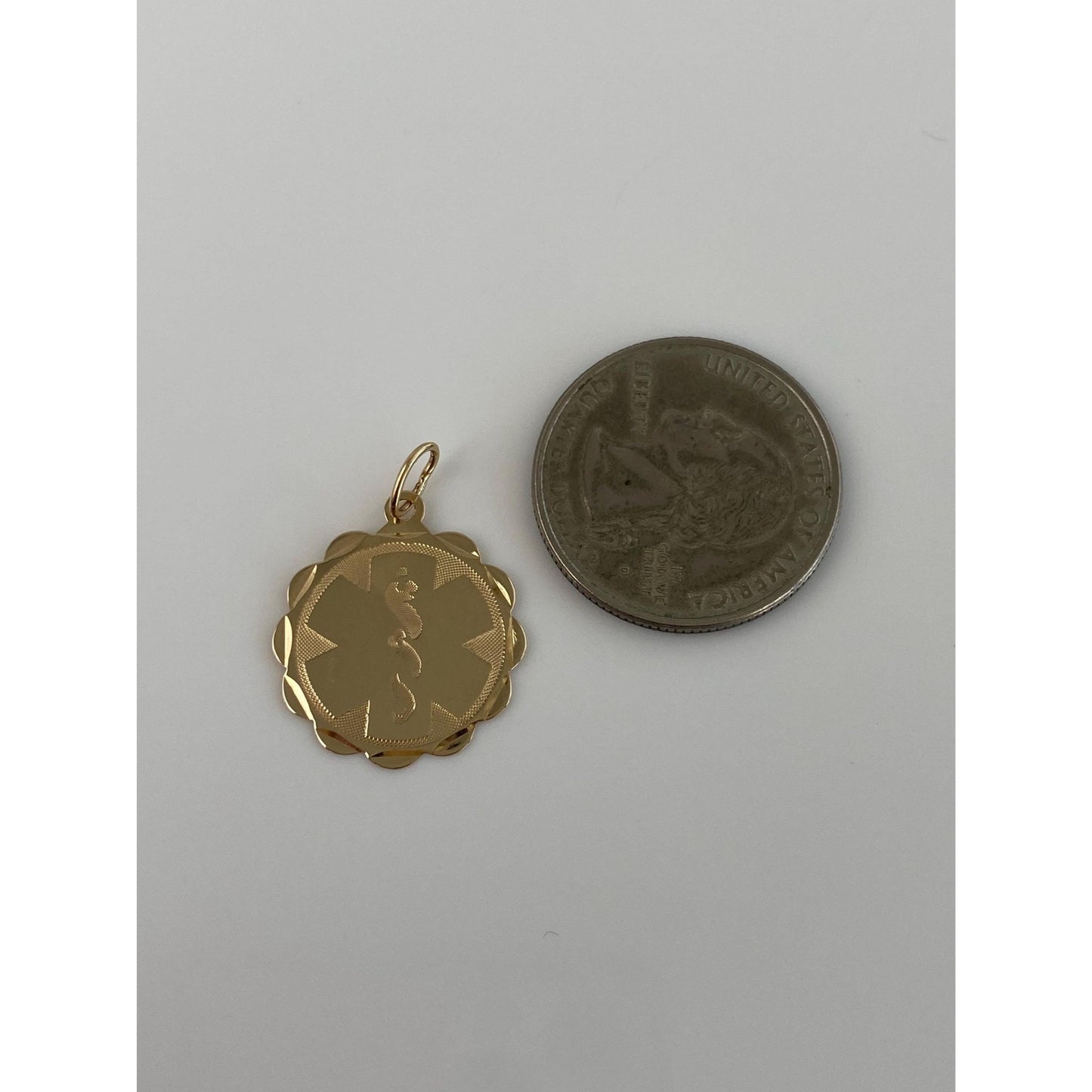 Vintage Solid 14k Yellow Gold Medical Rod of Asclepius Charm