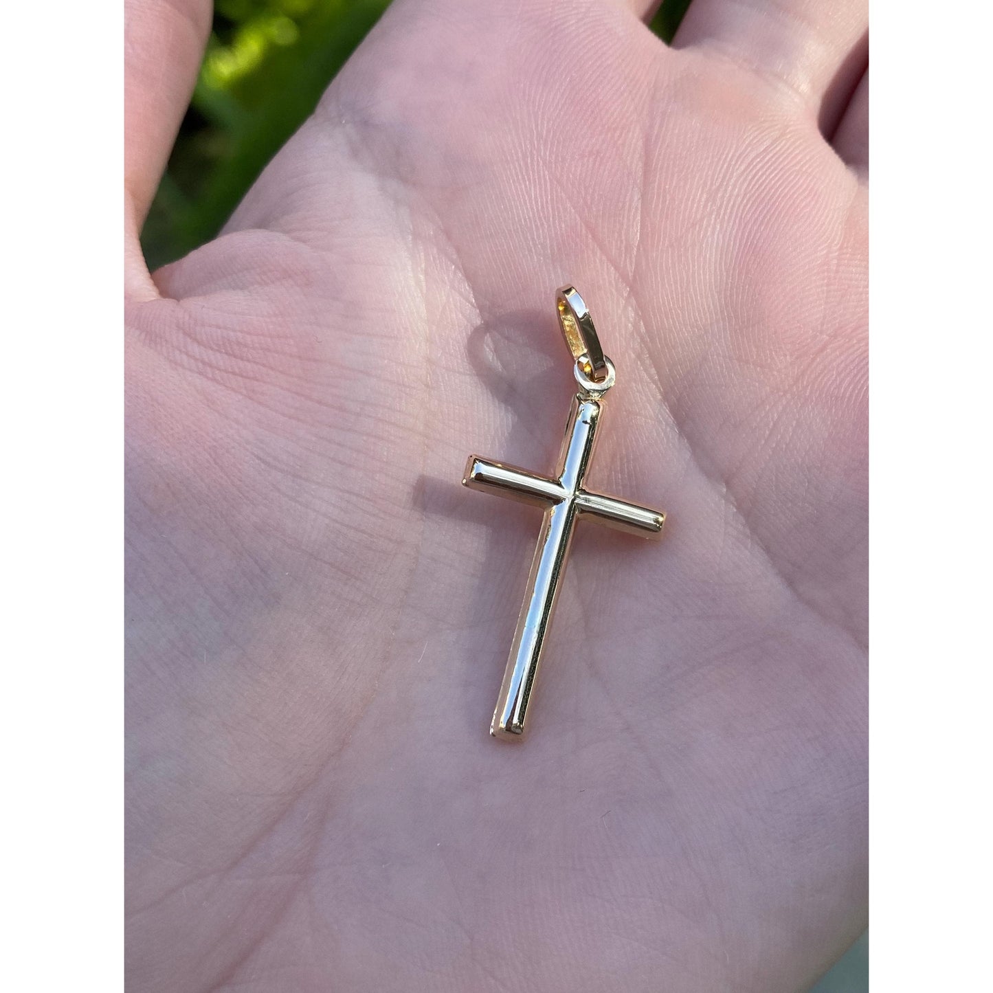 Vintage 14k Rosey Gold Cross Charm