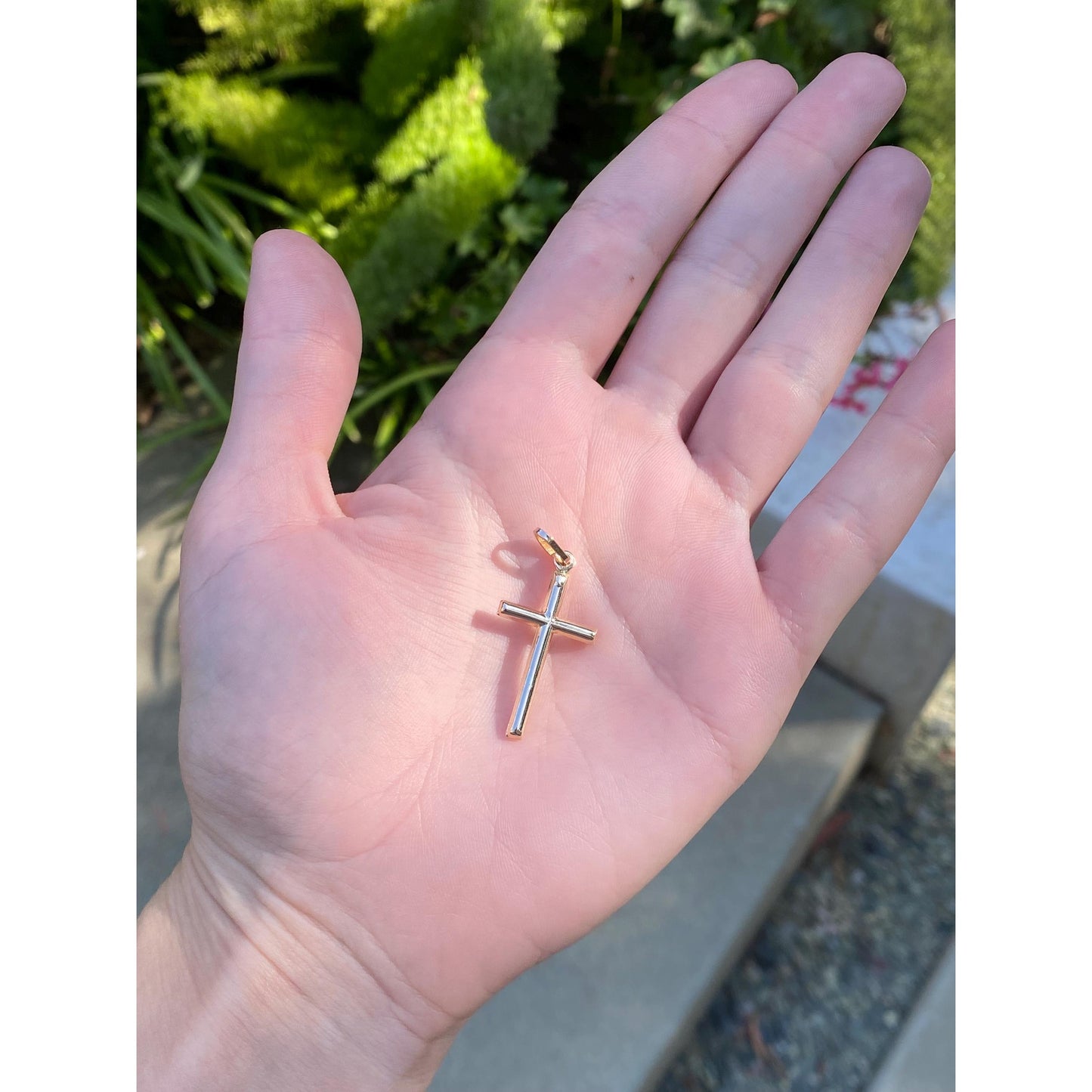 Vintage 14k Rosey Gold Cross Charm