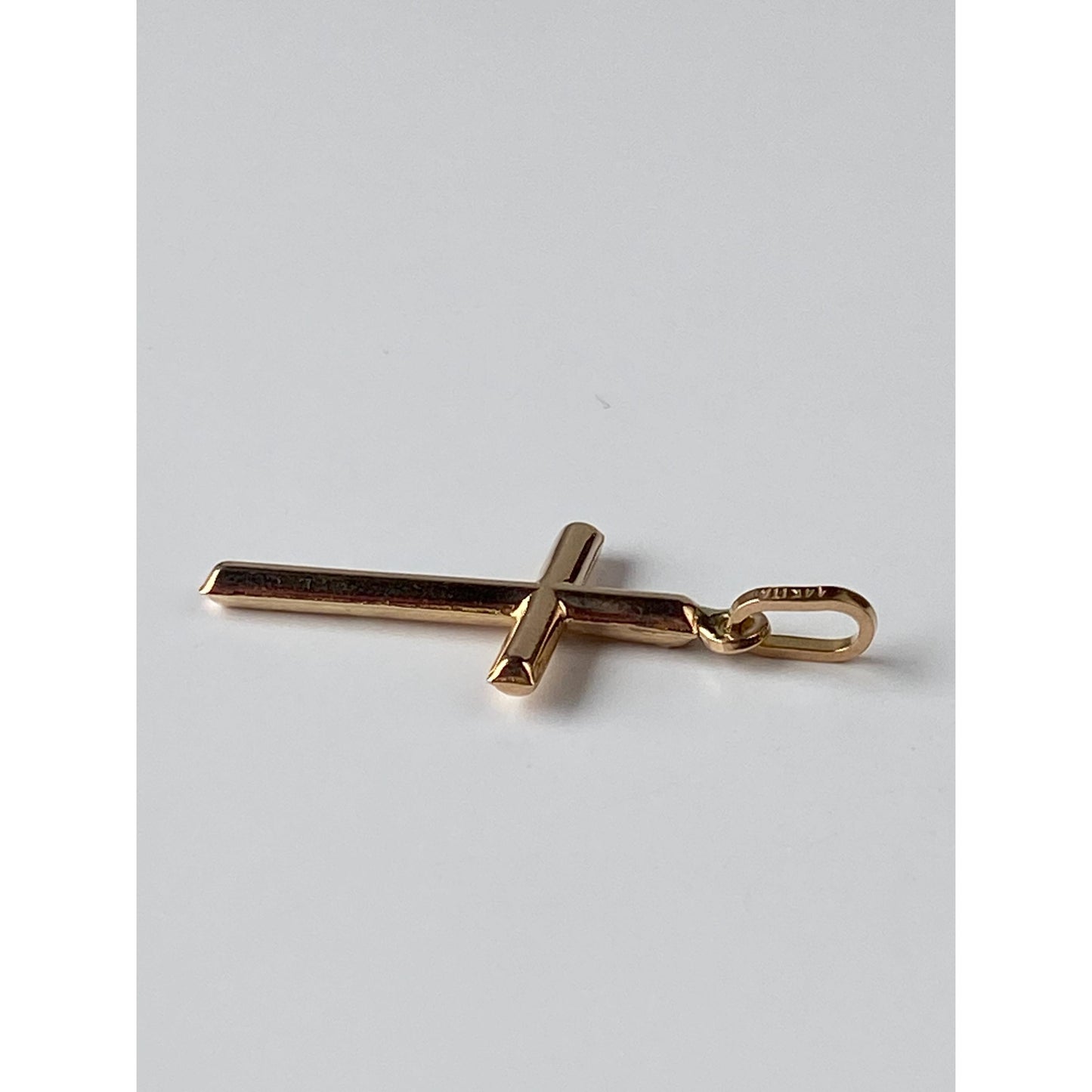 Vintage 14k Rosey Gold Cross Charm