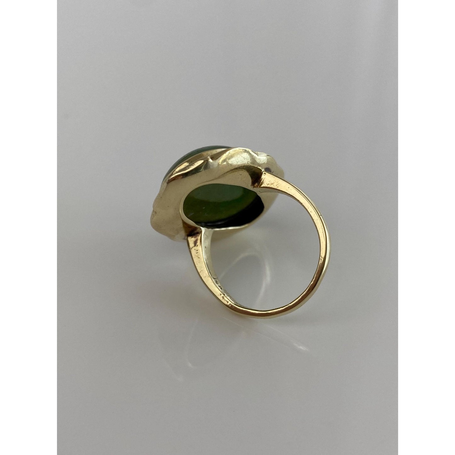 Vintage Solid 14k Yellow Gold Jade & Enamel Ring - Size 5.25 - Fine Estate Jewelry - Real Genuine Gold