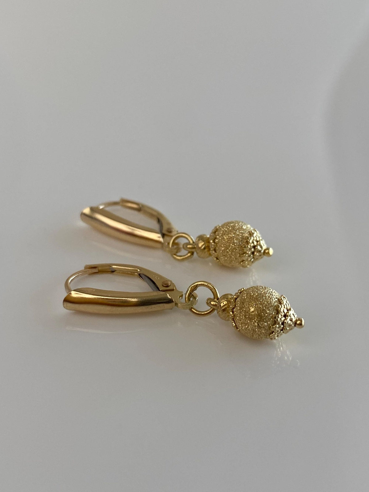 Vintage 14k & 18k Yellow Gold Sparkly Ball Dangle Earrings
