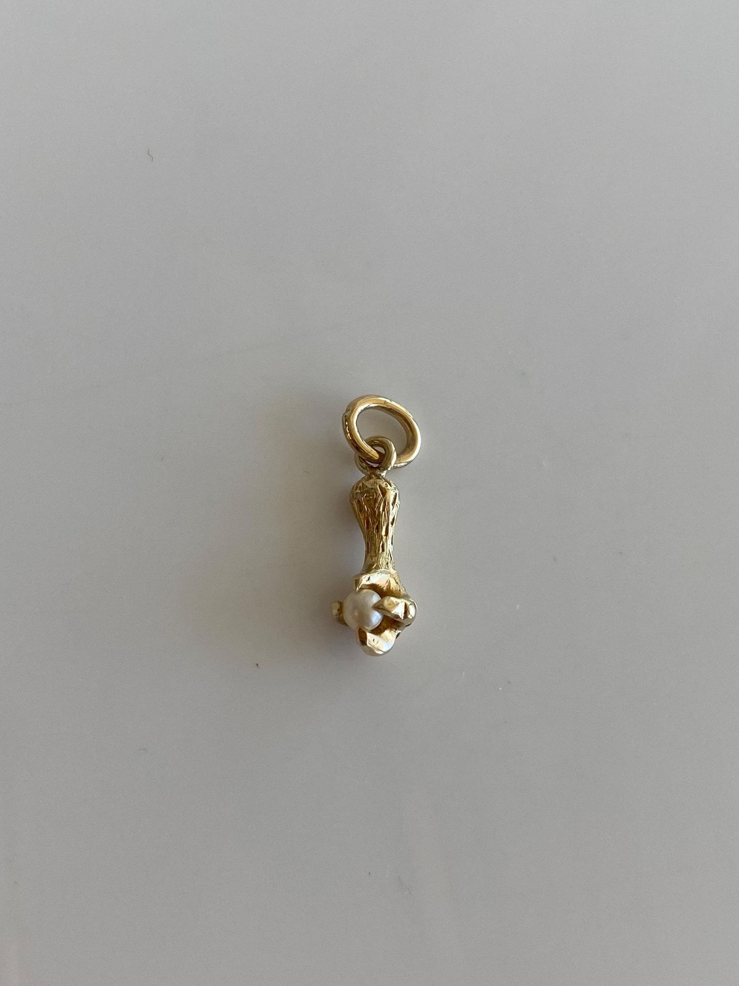 Vintage Solid 14k Yellow Gold Pearl Claw Stick Pin Conversion Charm