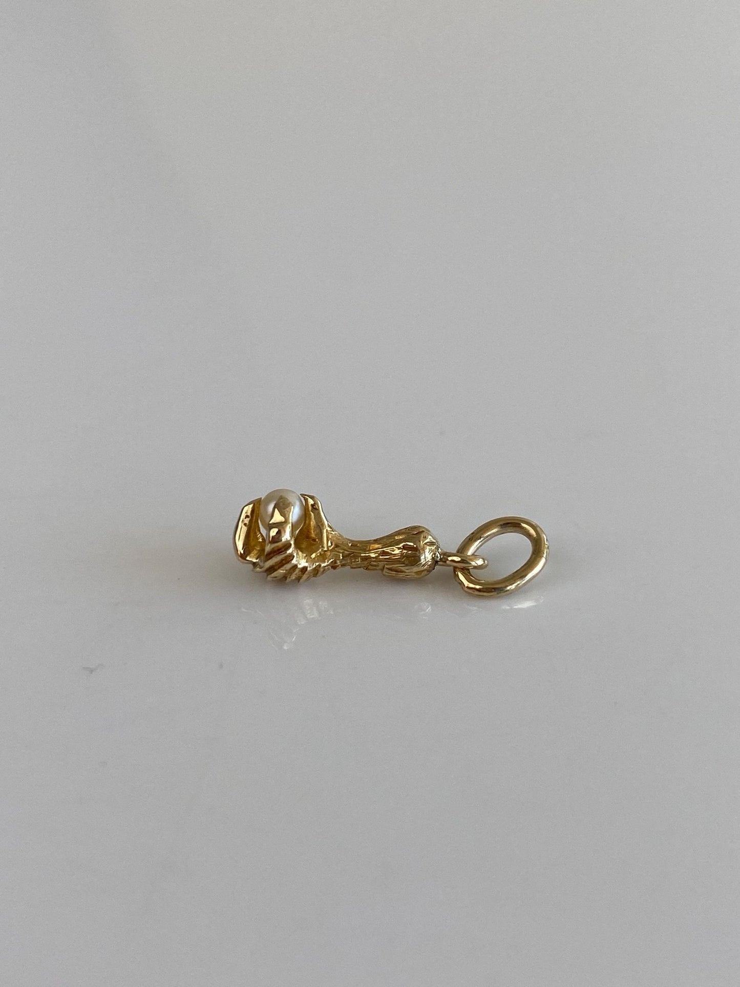 Vintage Solid 14k Yellow Gold Pearl Claw Stick Pin Conversion Charm