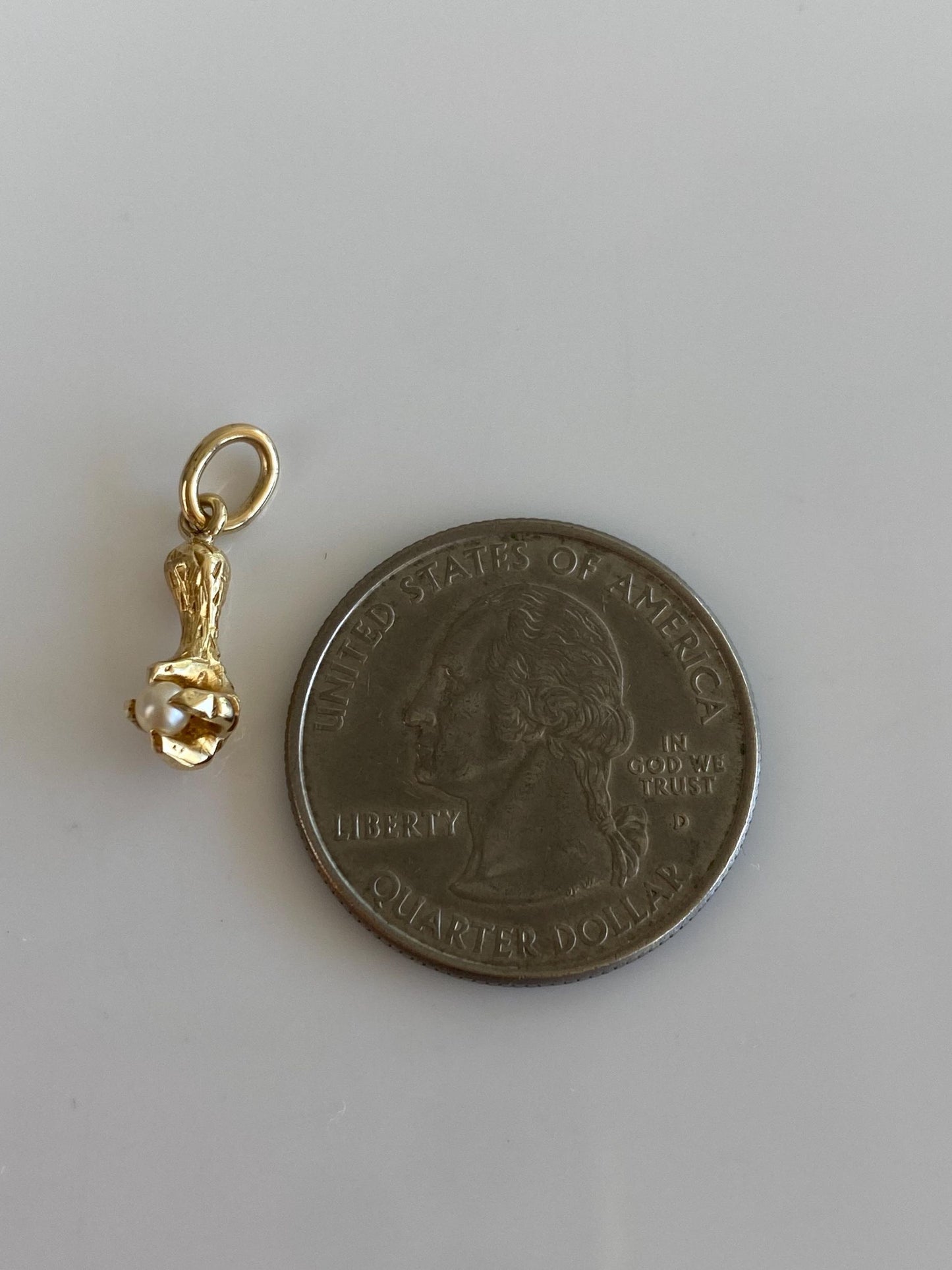 Vintage Solid 14k Yellow Gold Pearl Claw Stick Pin Conversion Charm