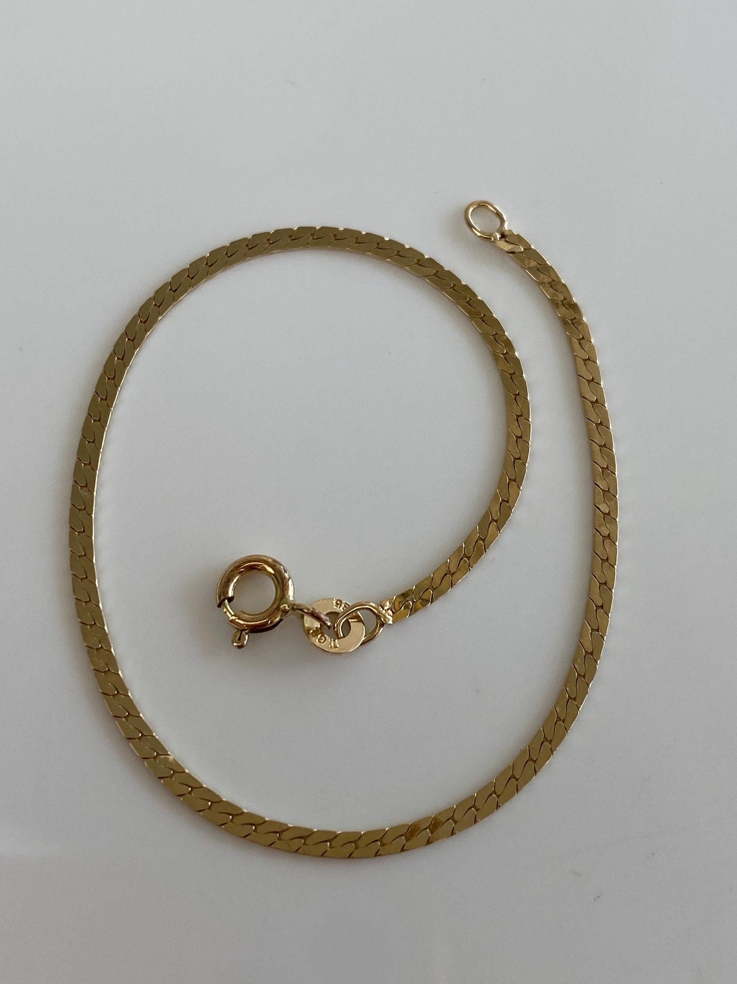 Vintage Solid 14k Yellow Gold Flat Curb Chain Bracelet - 7.5 Inches