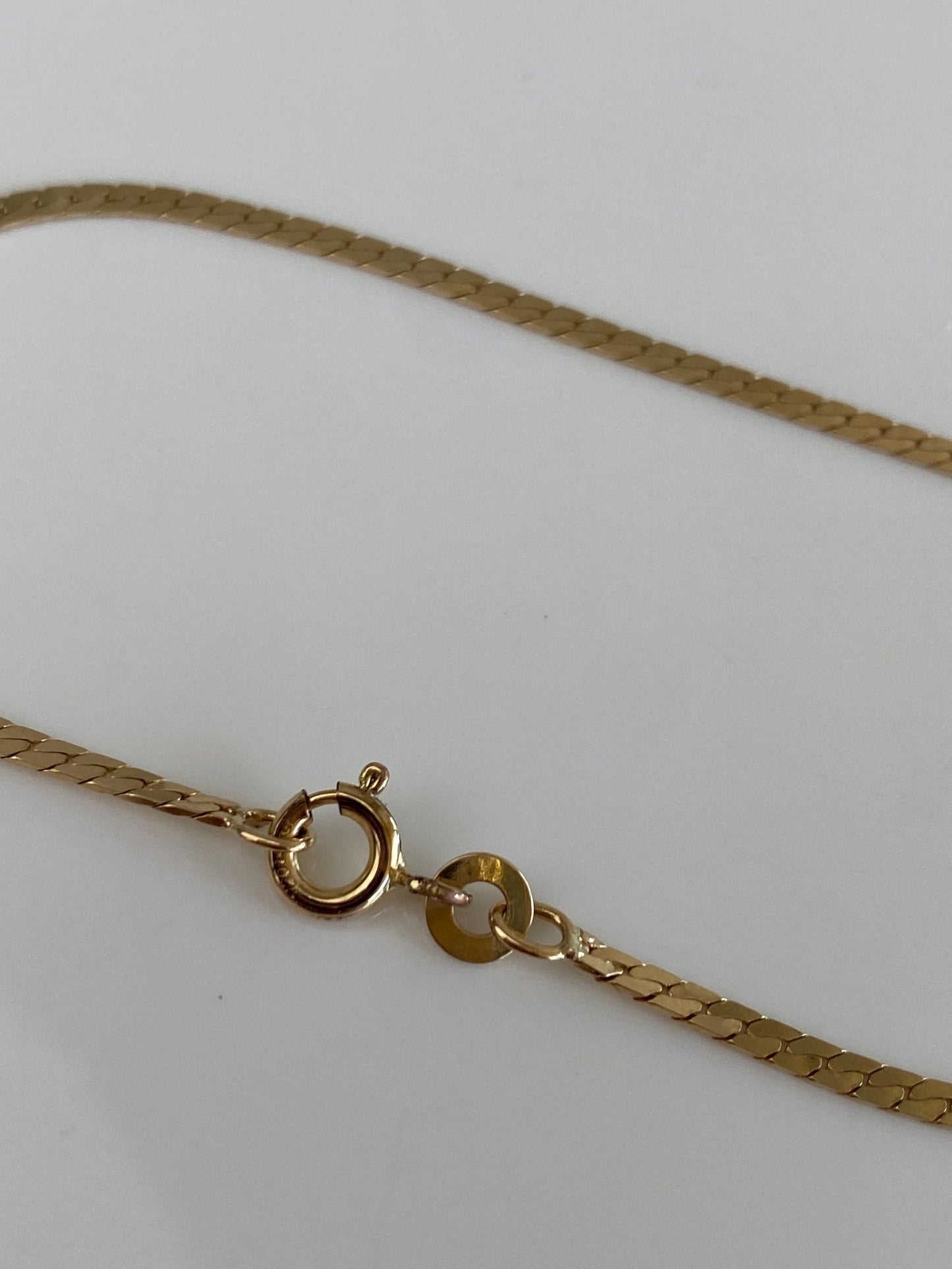 Vintage Solid 14k Yellow Gold Flat Curb Chain Bracelet - 7.5 Inches