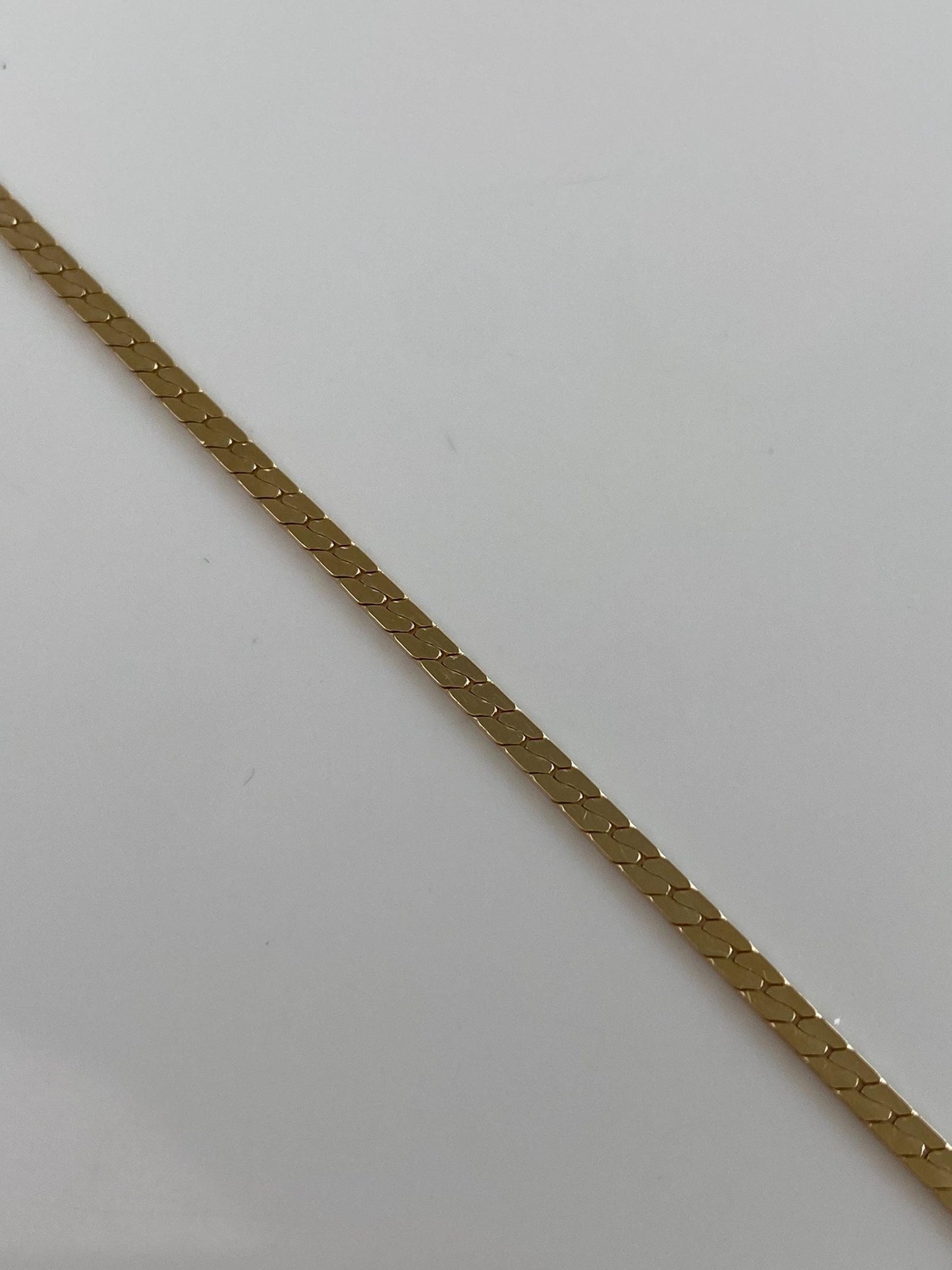Vintage Solid 14k Yellow Gold Flat Curb Chain Bracelet - 7.5 Inches