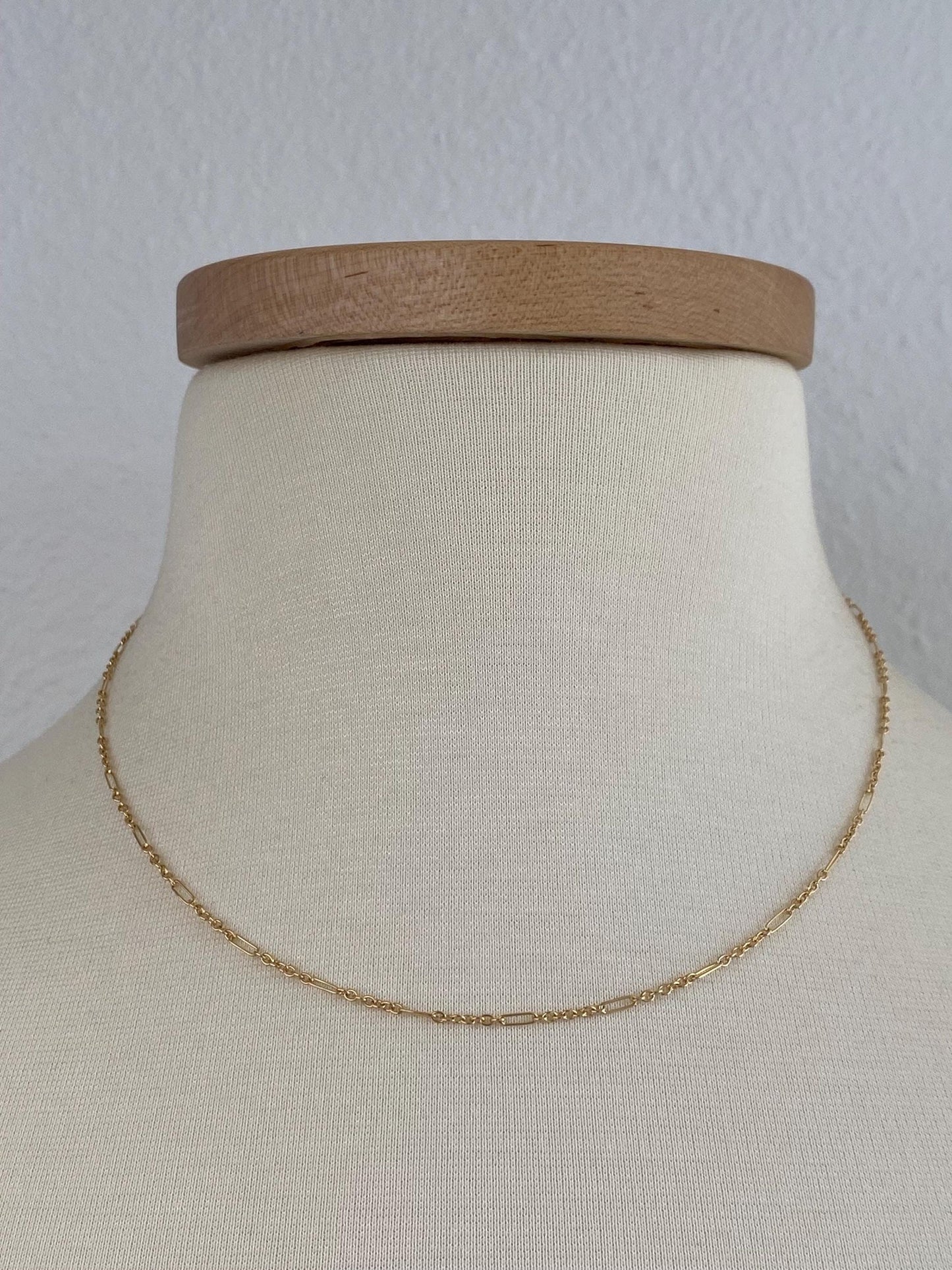 Vintage Solid 18k Yellow Gold Albert Cable Trombone Link Chain Necklace - 17.5 inches