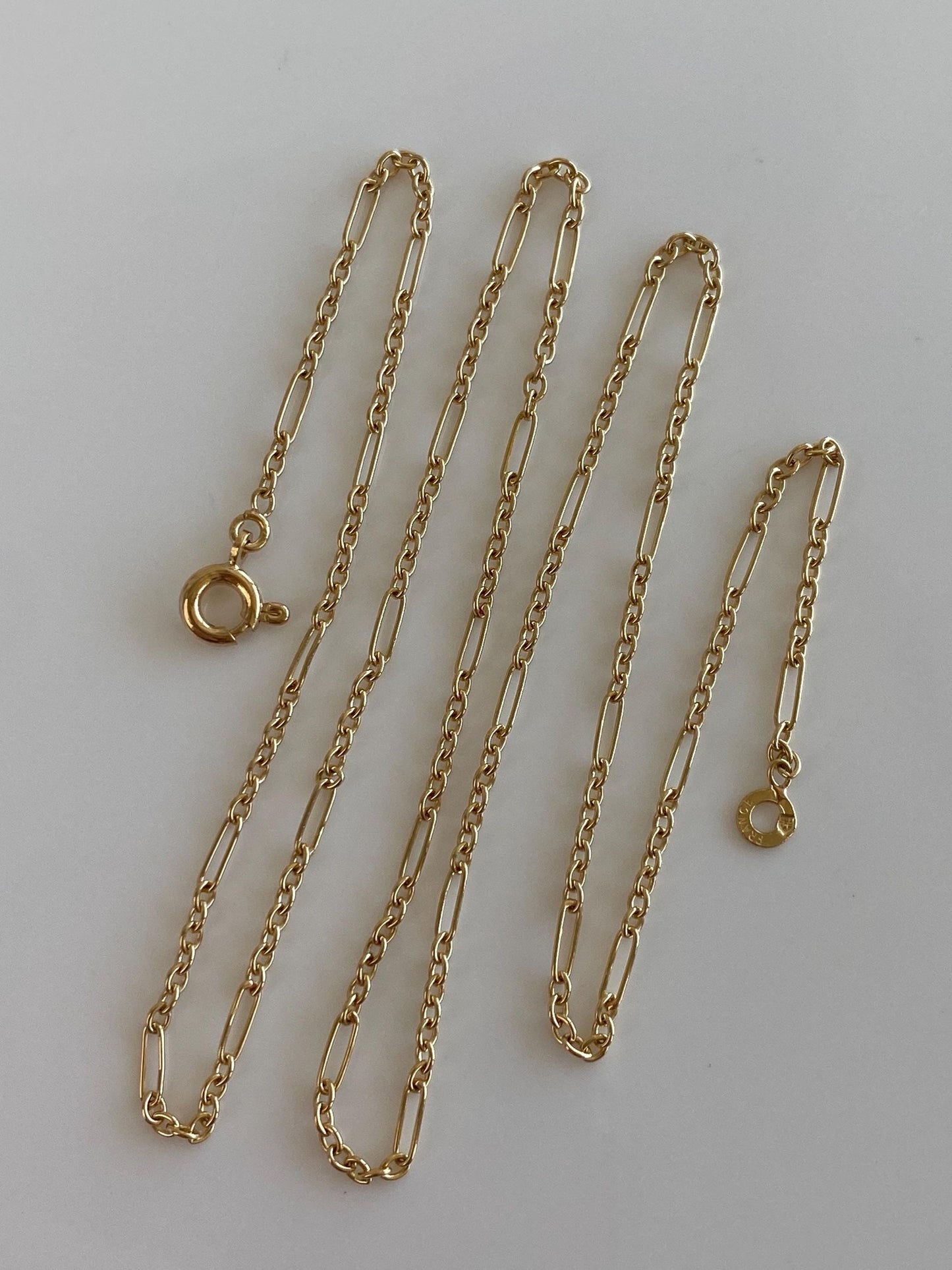 Vintage Solid 18k Yellow Gold Albert Cable Trombone Link Chain Necklace - 17.5 inches