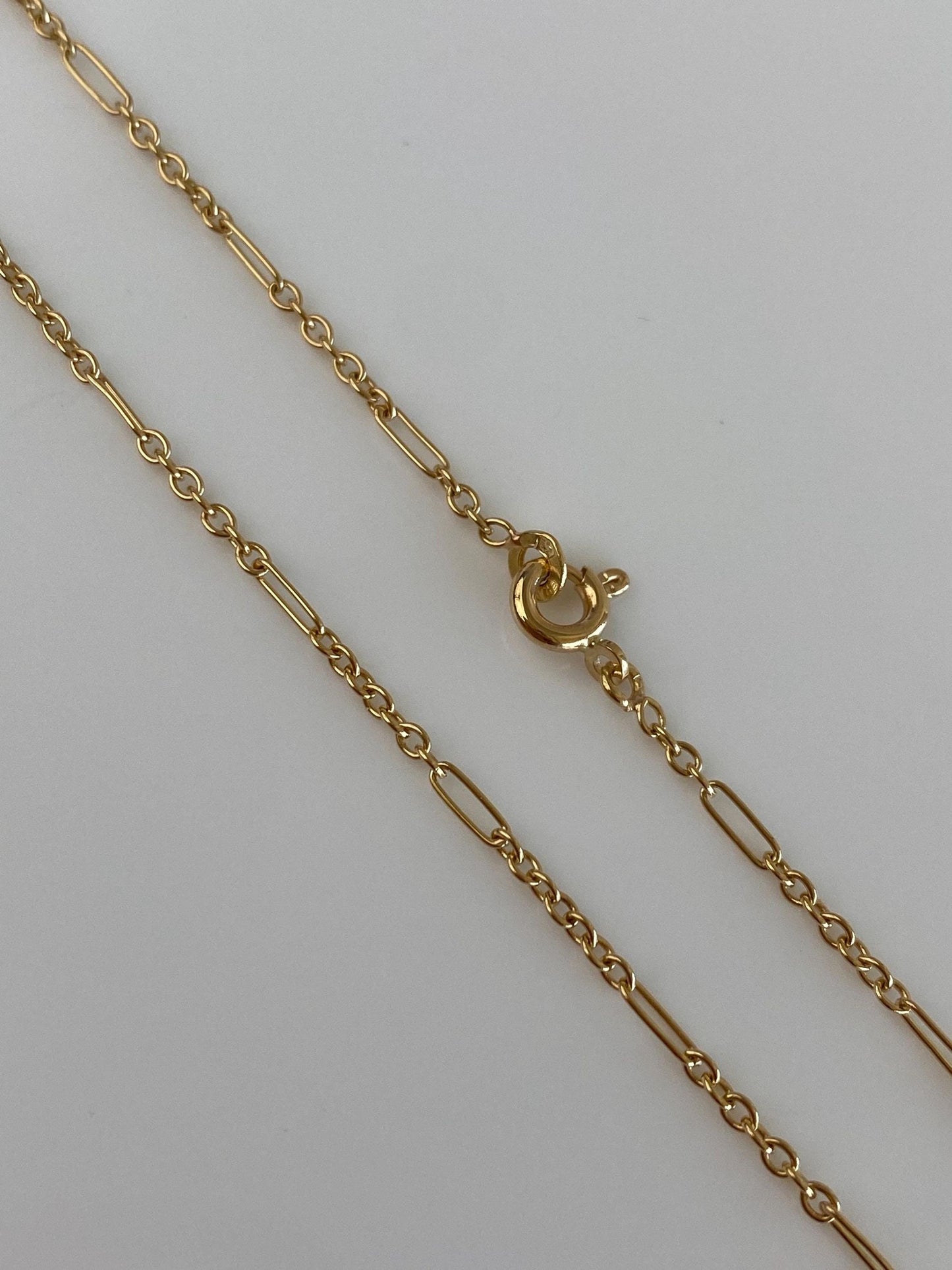 Vintage Solid 18k Yellow Gold Albert Cable Trombone Link Chain Necklace - 17.5 inches