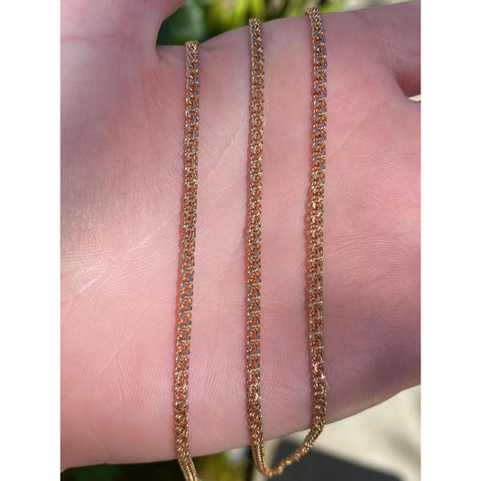 Vintage Solid 14k Rosey Gold Fancy Flat Chain Necklace - 24 inches