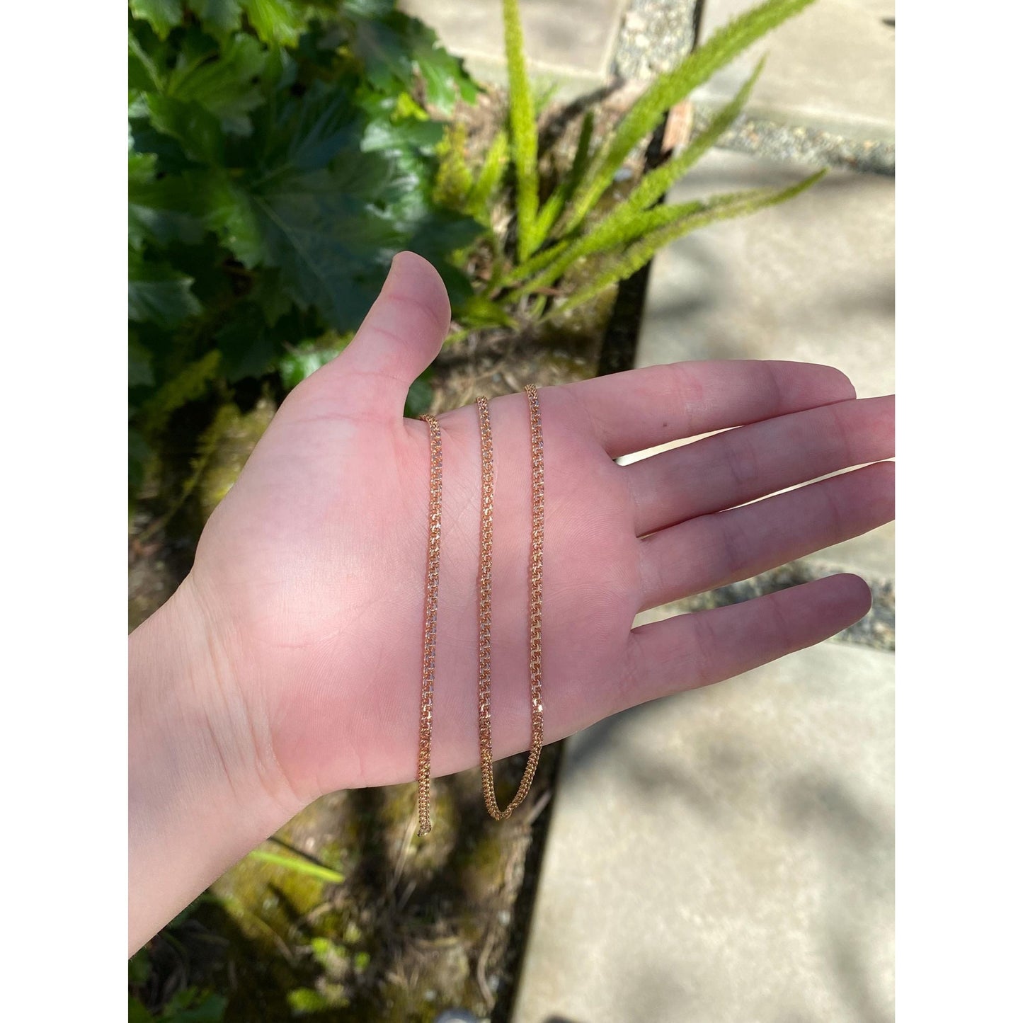 Vintage Solid 14k Rosey Gold Fancy Flat Chain Necklace - 24 inches