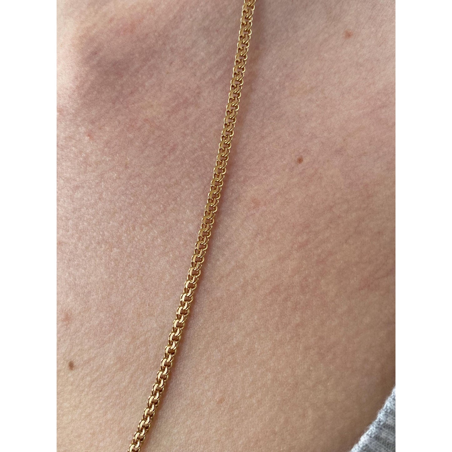 Vintage Solid 14k Rosey Gold Fancy Flat Chain Necklace - 24 inches