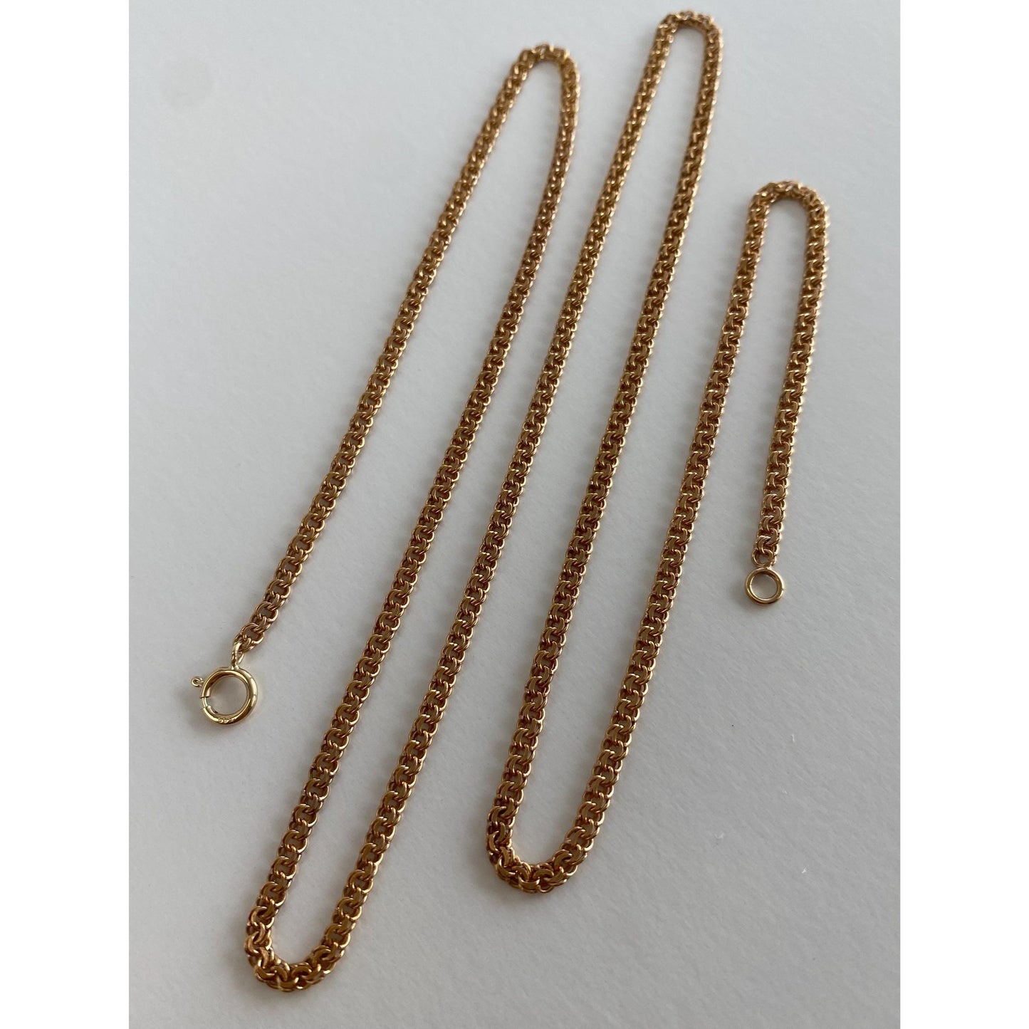 Vintage Solid 14k Rosey Gold Fancy Flat Chain Necklace - 24 inches