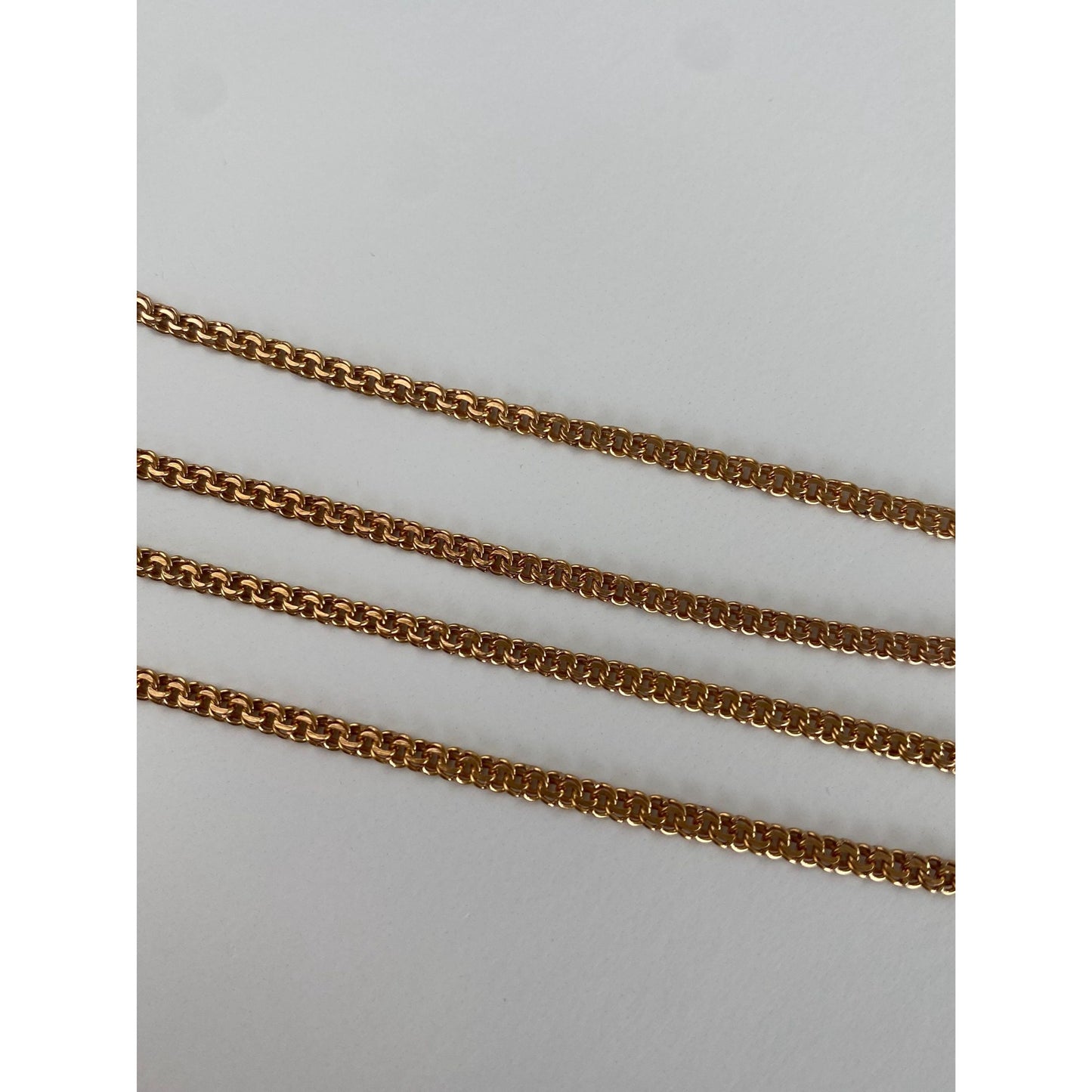 Vintage Solid 14k Rosey Gold Fancy Flat Chain Necklace - 24 inches