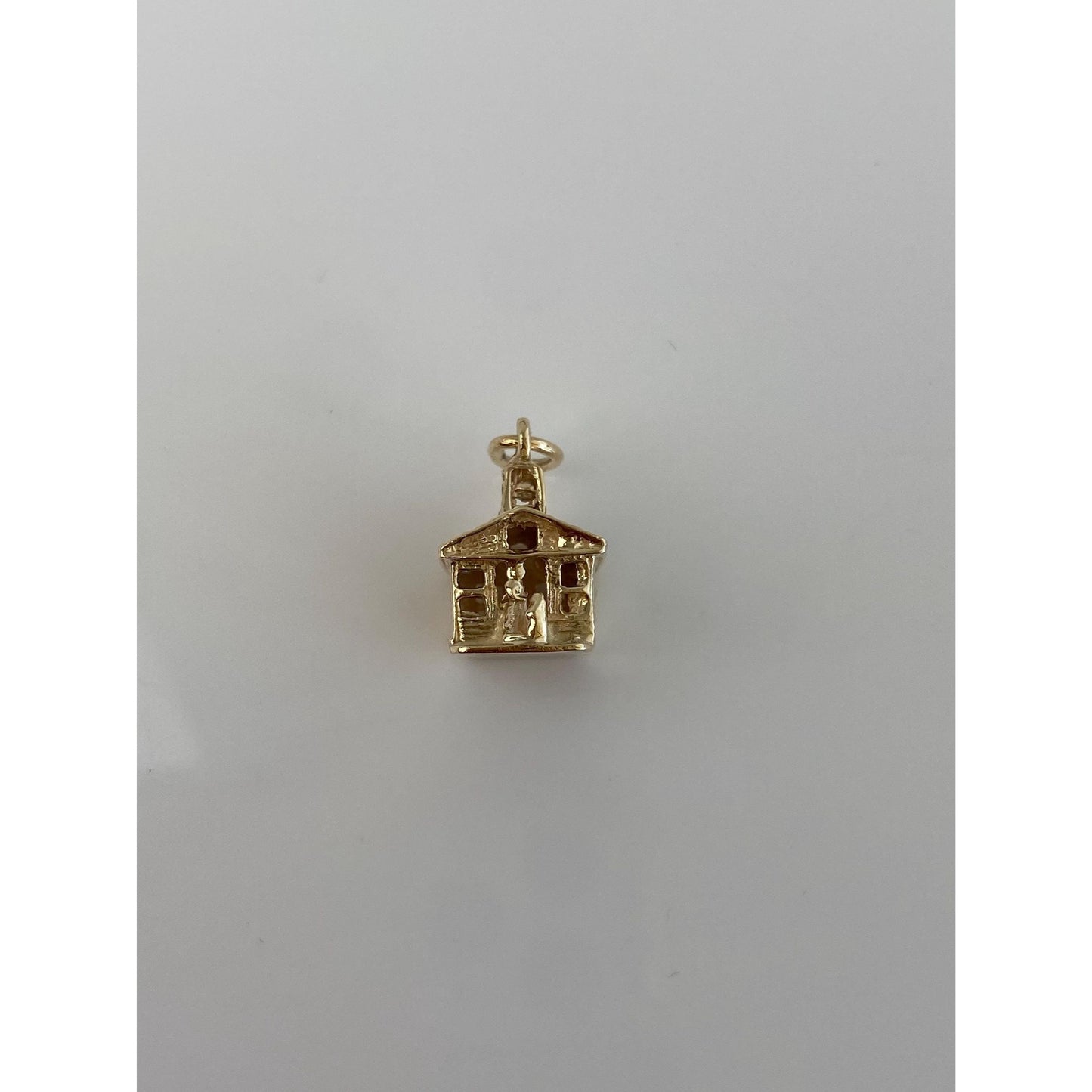 Vintage Solid 14k Yellow Gold School House Church Charm