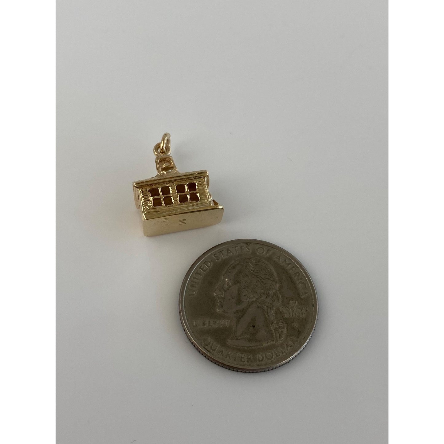 Vintage Solid 14k Yellow Gold School House Church Charm