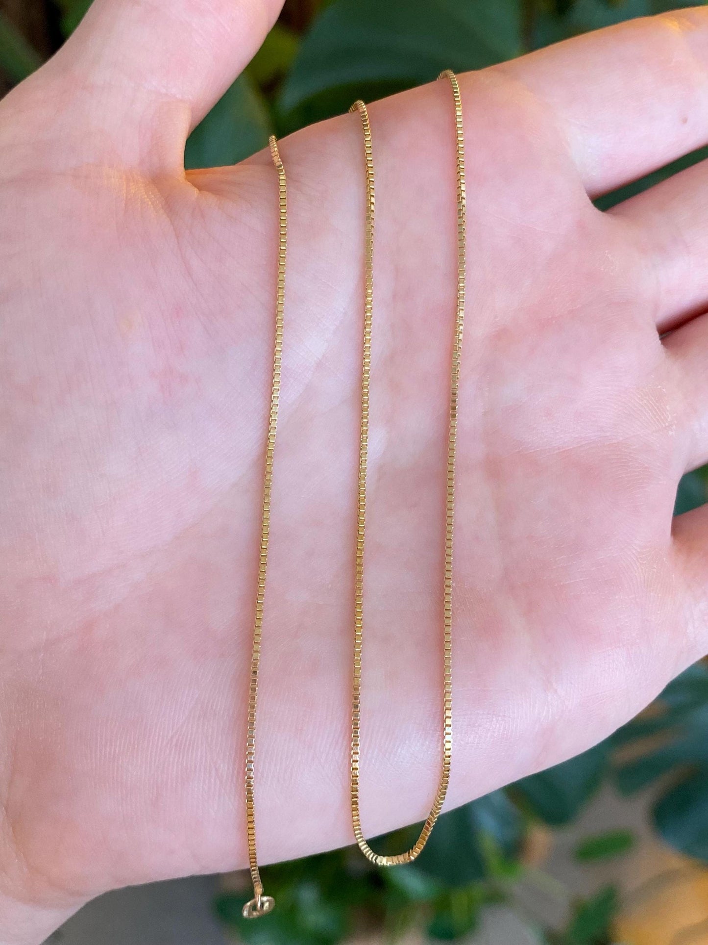 Vintage Solid 14k Yellow Gold Box Chain Necklace - 16 inches