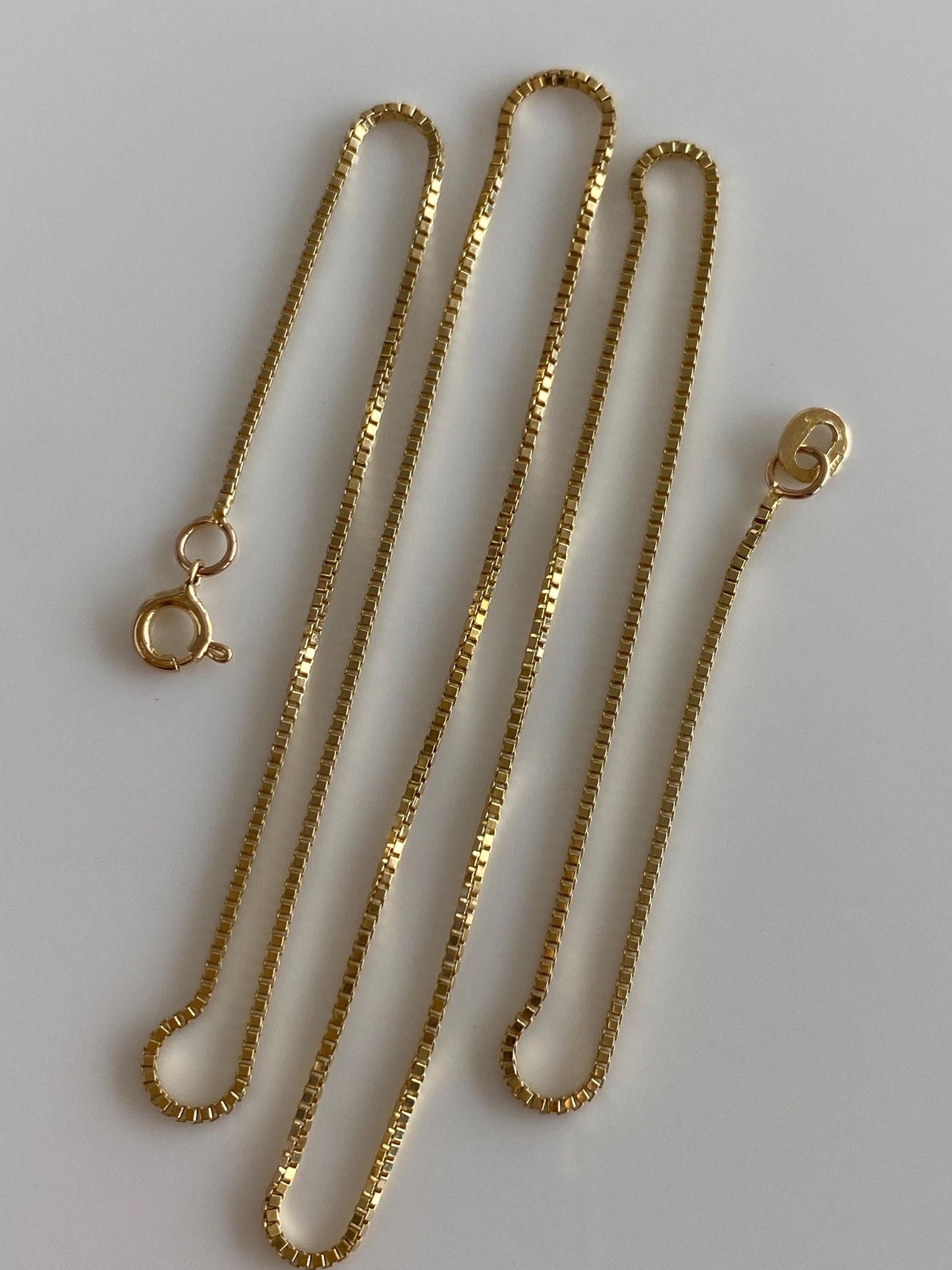 Vintage Solid 14k Yellow Gold Box Chain Necklace - 16 inches