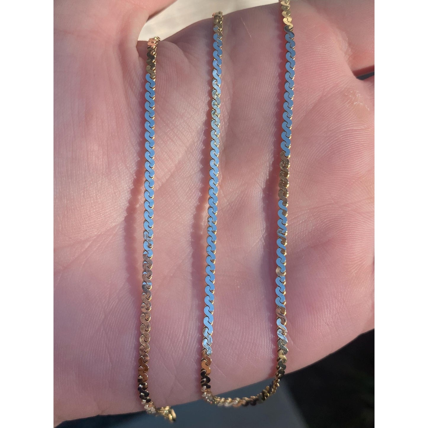 Vintage Solid 14k Yellow Gold Chunky Serpentine Chain Necklace - 18.75 inches