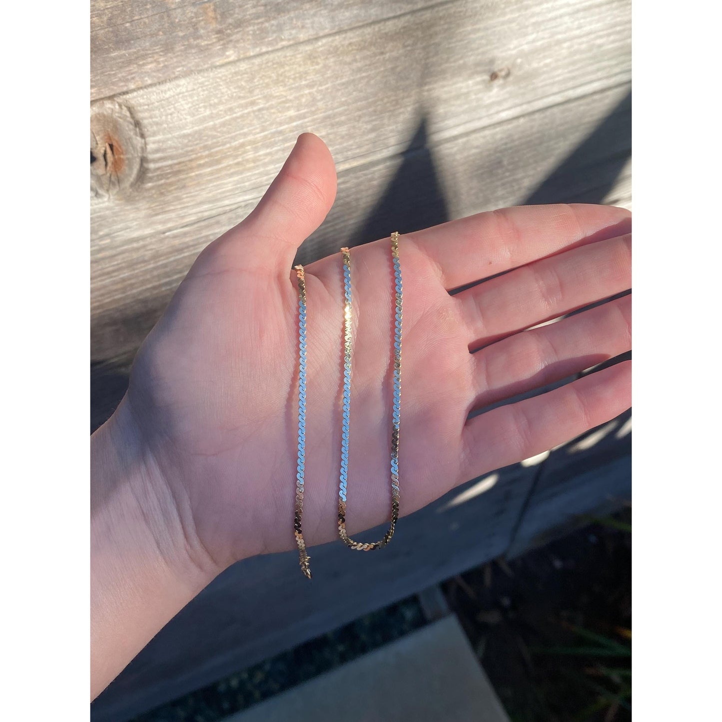 Vintage Solid 14k Yellow Gold Chunky Serpentine Chain Necklace - 18.75 inches