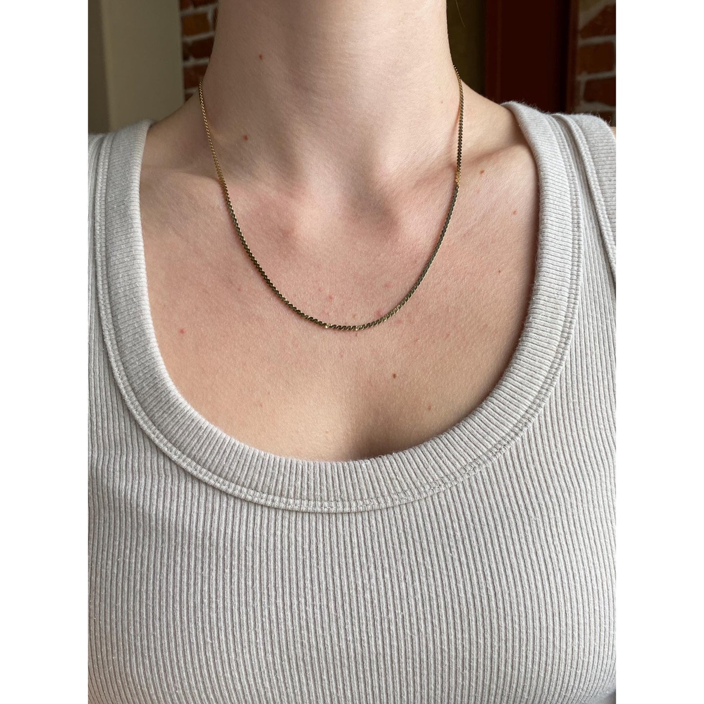 Vintage Solid 14k Yellow Gold Chunky Serpentine Chain Necklace - 18.75 inches