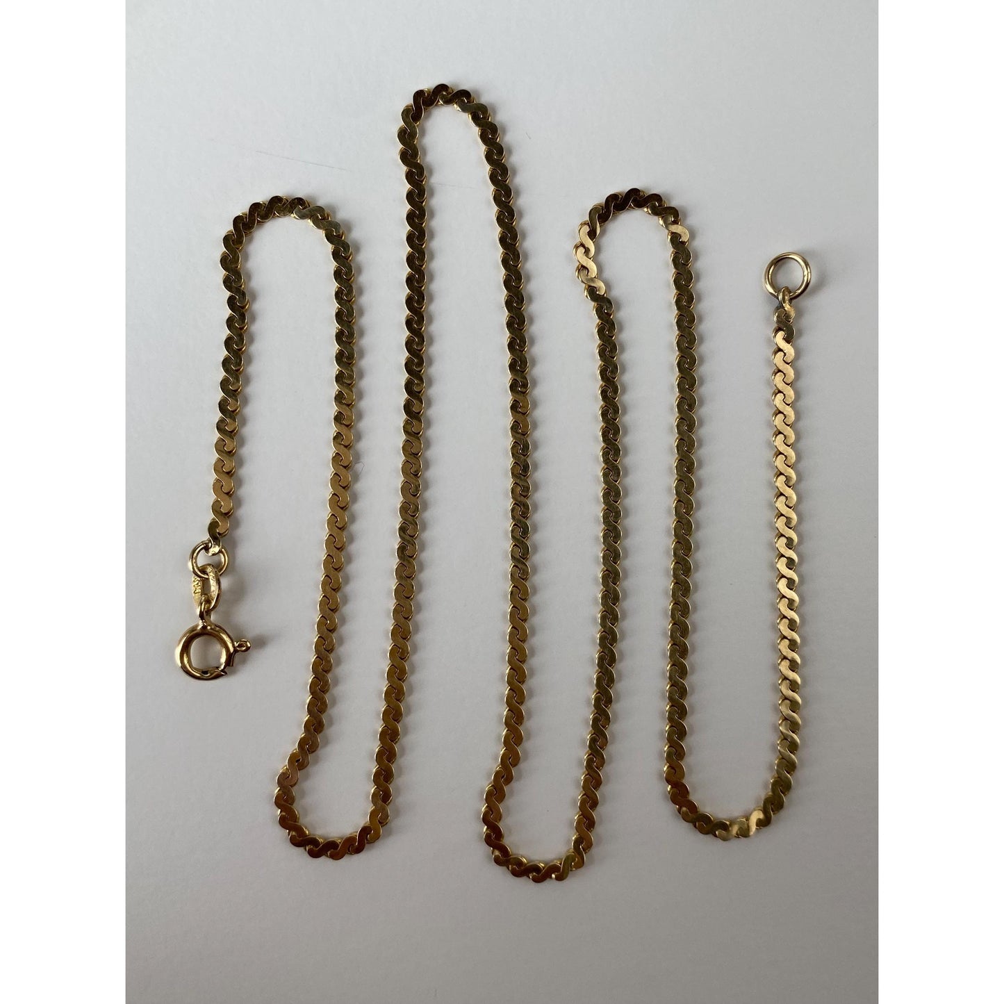 Vintage Solid 14k Yellow Gold Chunky Serpentine Chain Necklace - 18.75 inches