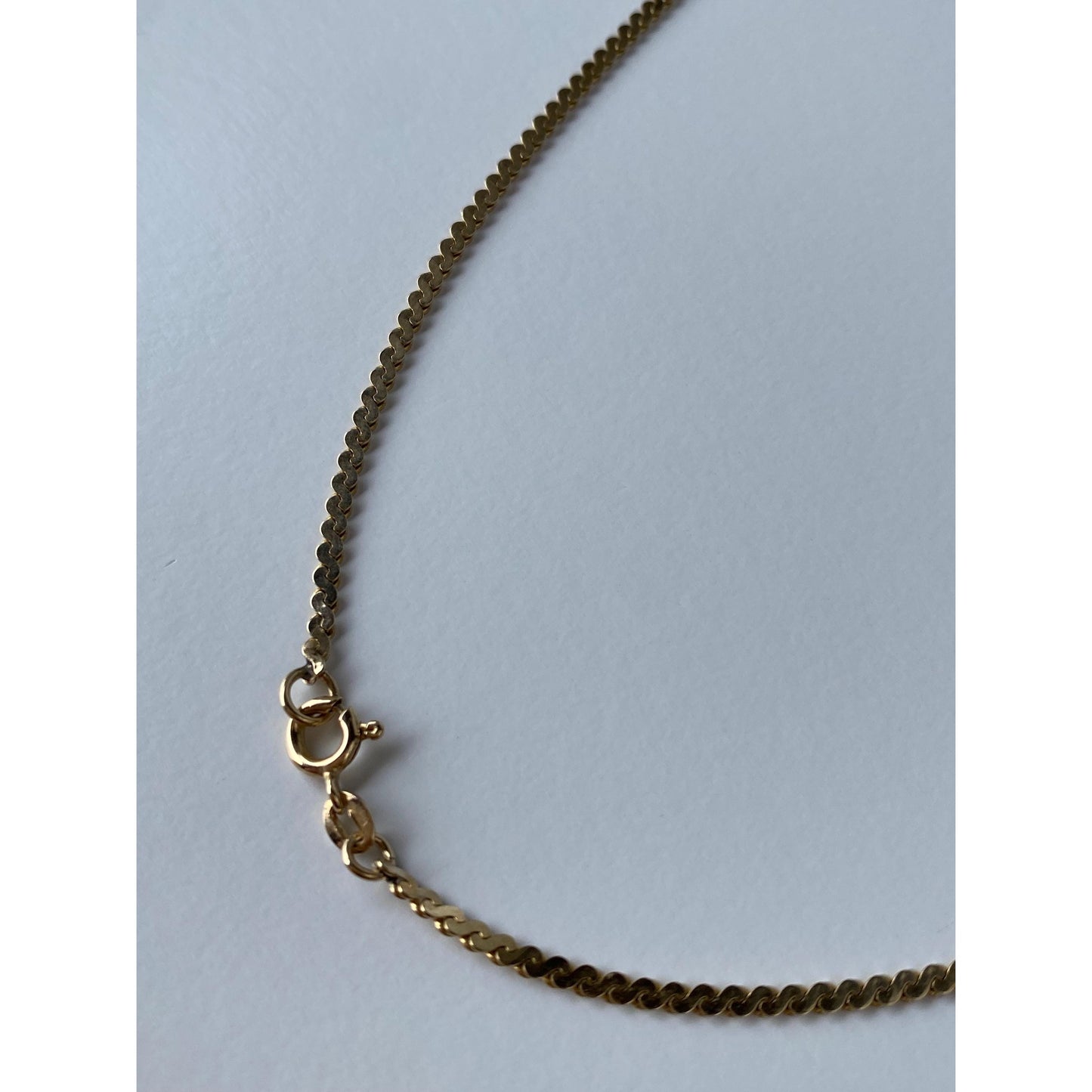 Vintage Solid 14k Yellow Gold Chunky Serpentine Chain Necklace - 18.75 inches