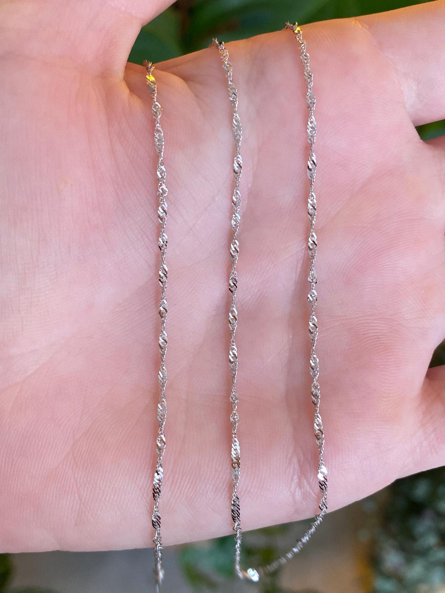 Vintage Solid 14k White Gold Twist Chain Necklace - 19.75 inches