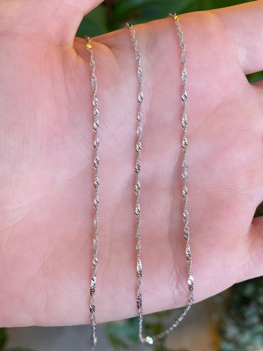 Vintage Solid 14k White Gold Twist Chain Necklace - 19.75 inches