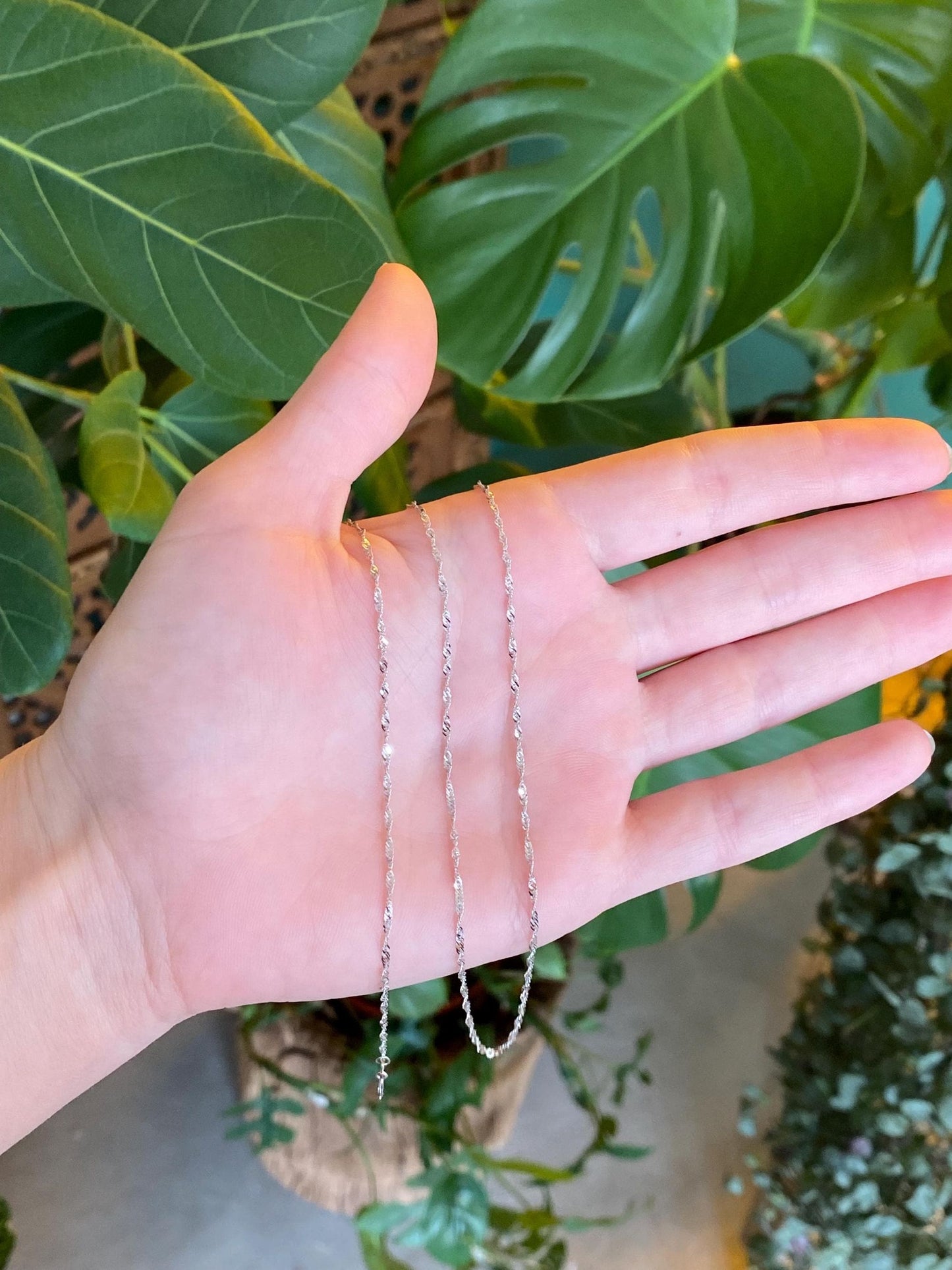 Vintage Solid 14k White Gold Twist Chain Necklace - 19.75 inches