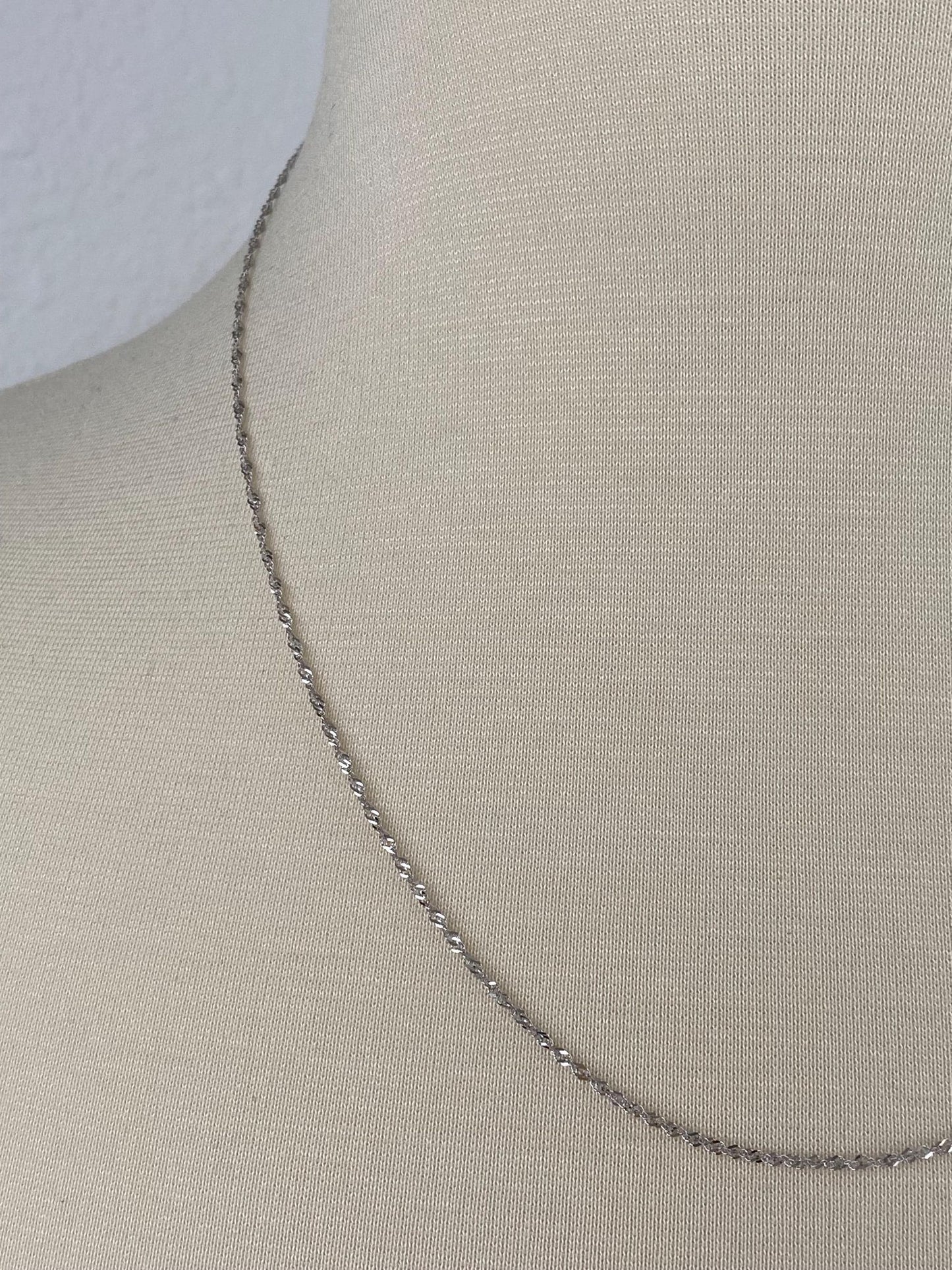 Vintage Solid 14k White Gold Twist Chain Necklace - 19.75 inches