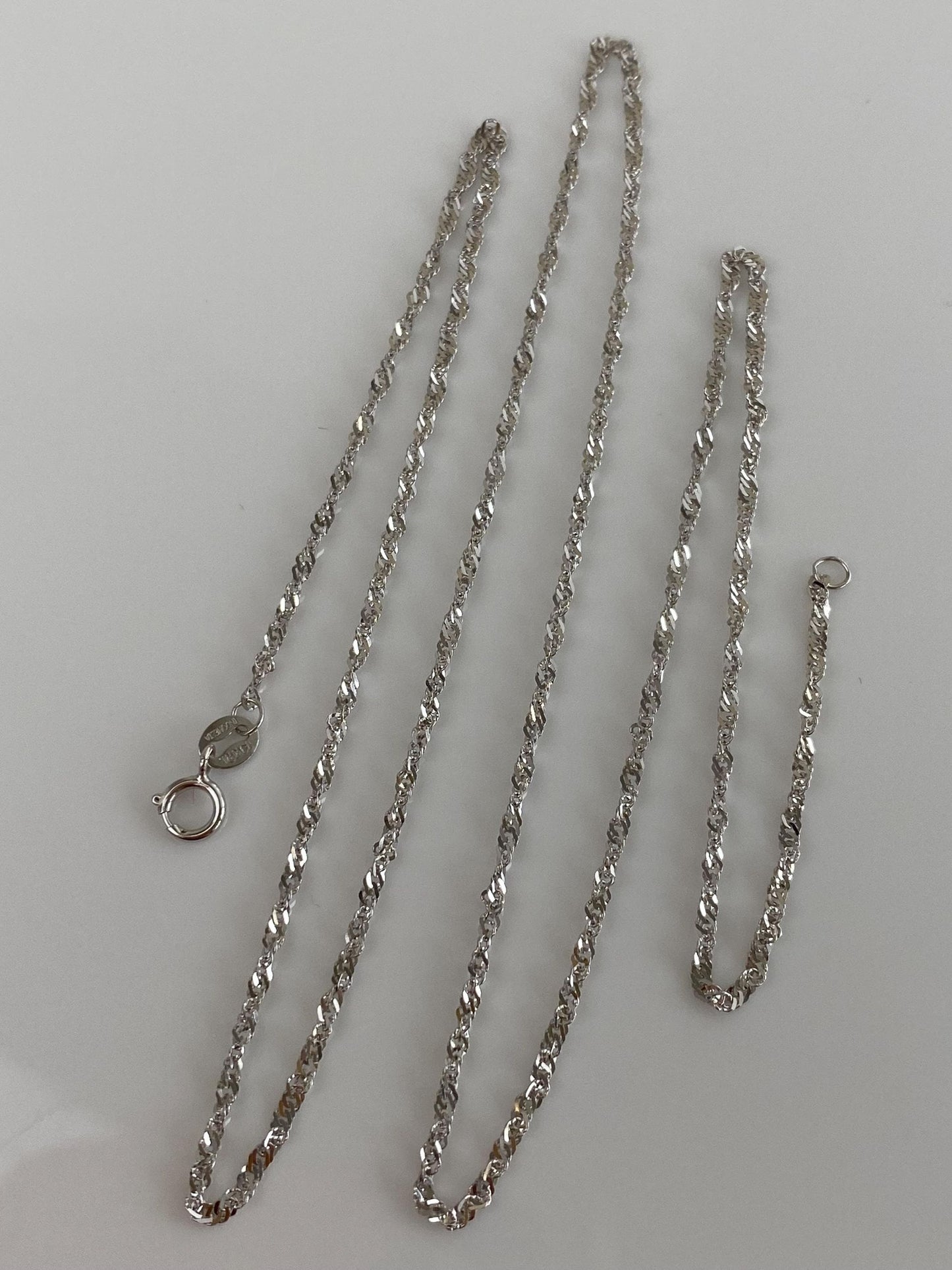 Vintage Solid 14k White Gold Twist Chain Necklace - 19.75 inches