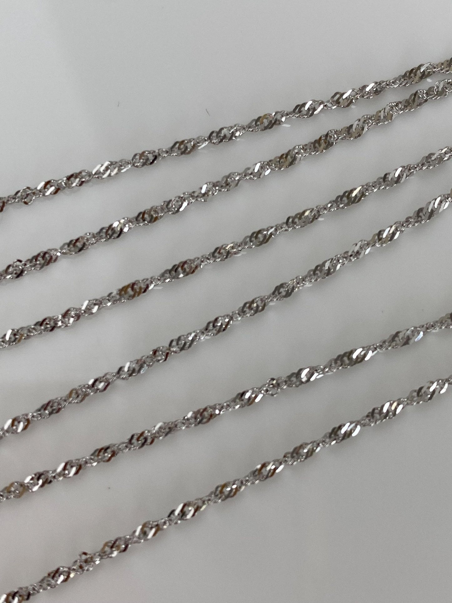 Vintage Solid 14k White Gold Twist Chain Necklace - 19.75 inches