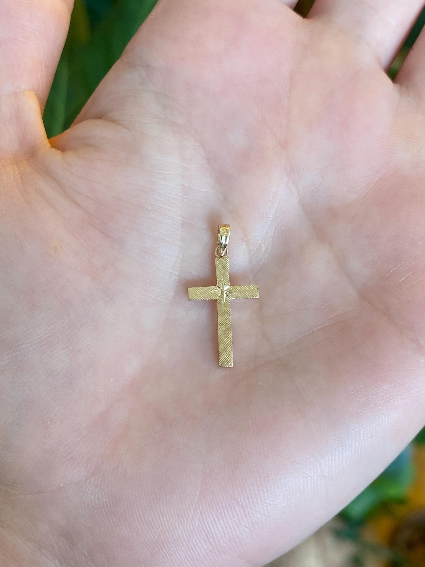 Vintage Solid 14k Yellow Gold Cross Charm