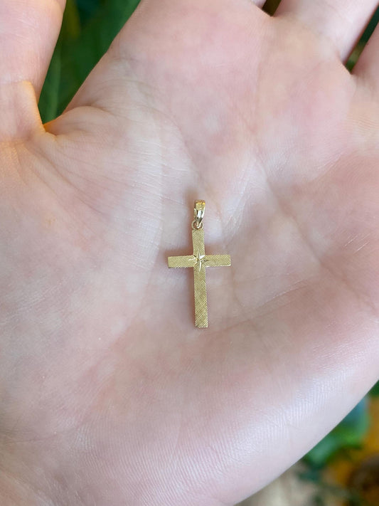 Vintage Solid 14k Yellow Gold Cross Charm