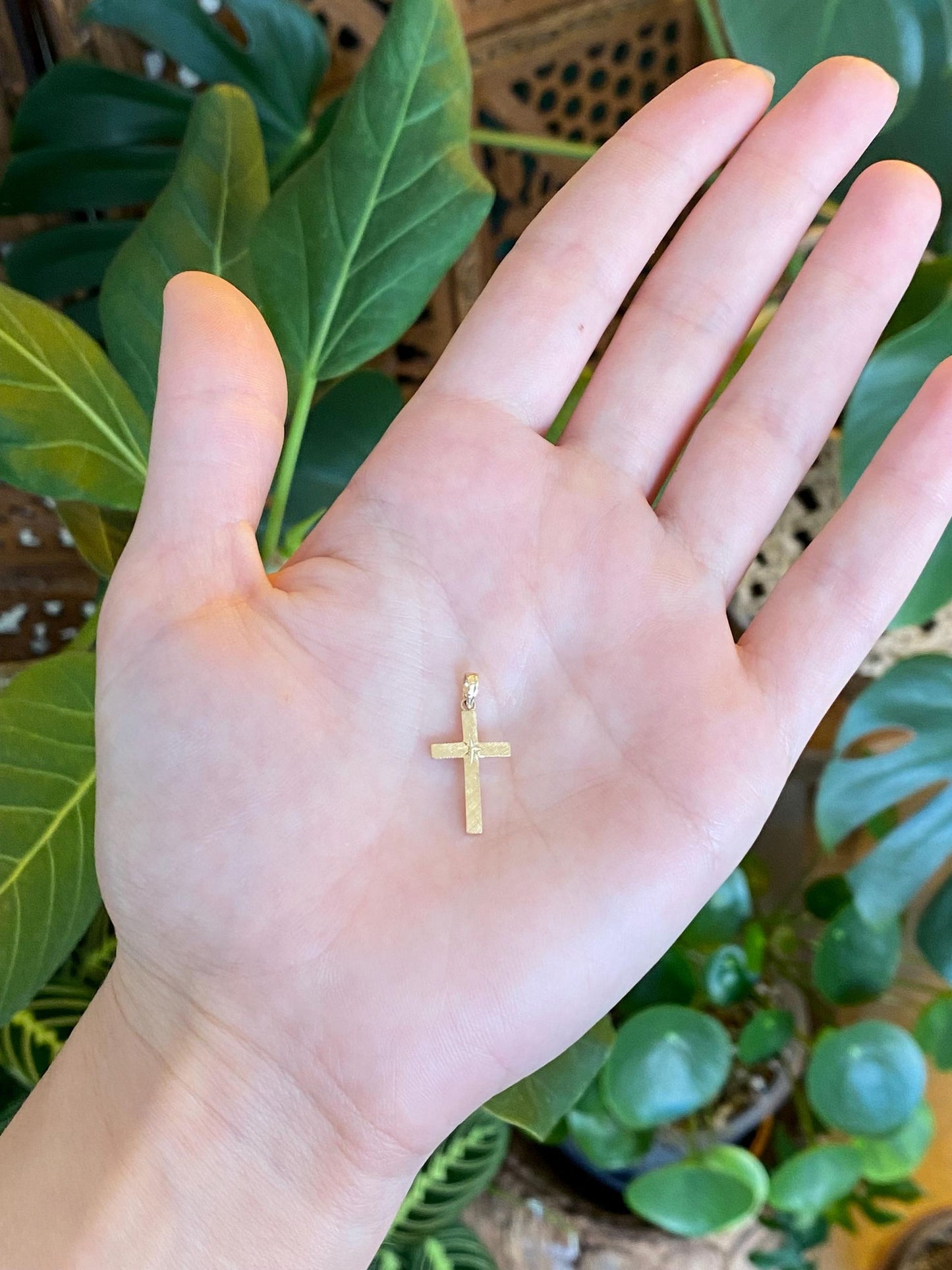 Vintage Solid 14k Yellow Gold Cross Charm