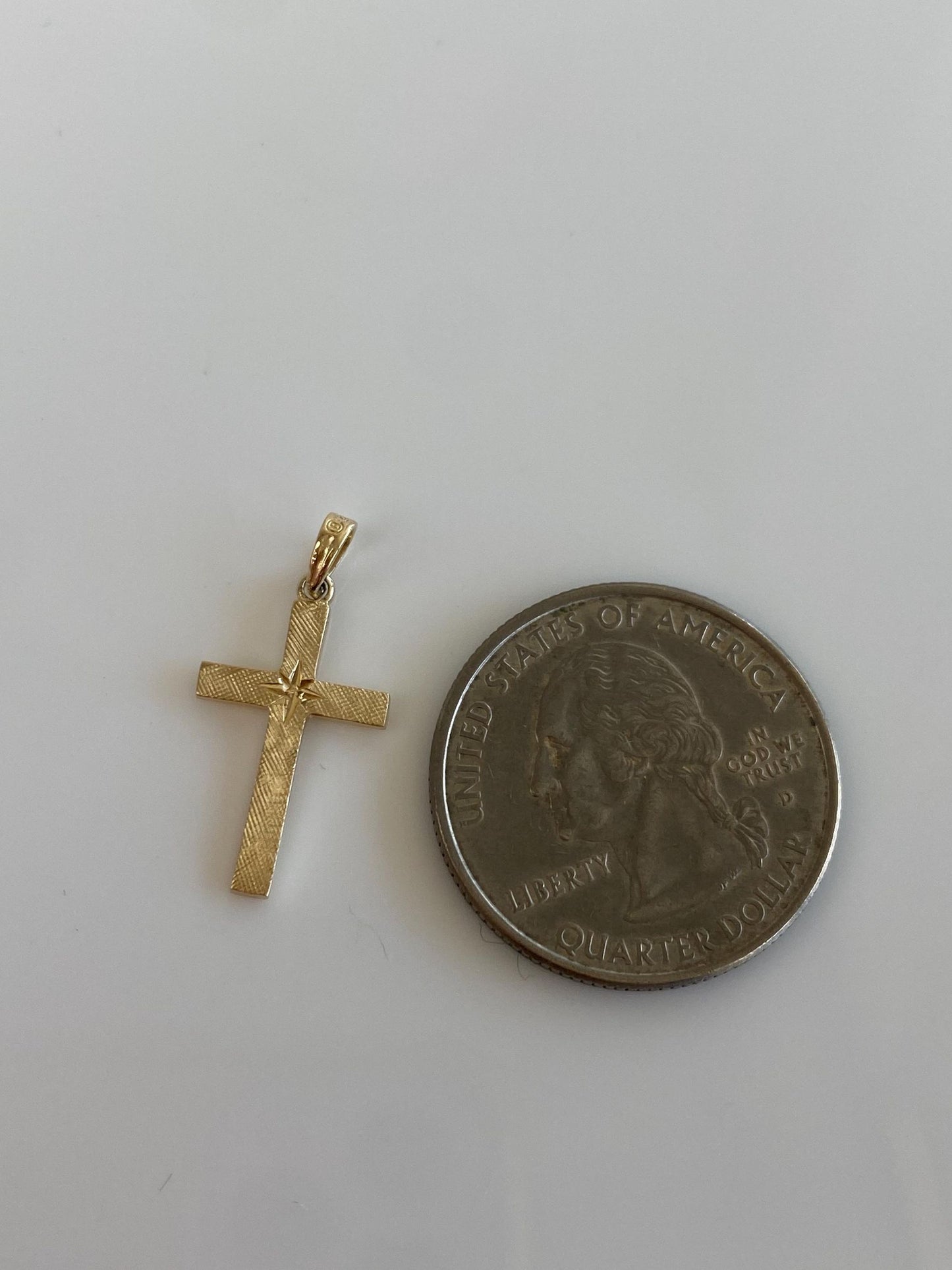 Vintage Solid 14k Yellow Gold Cross Charm