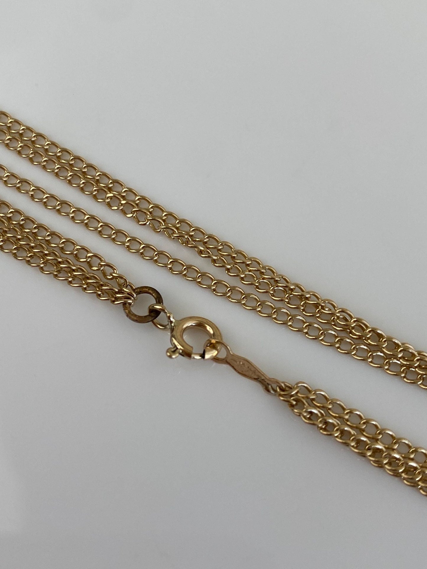 Vintage Solid 14k Yellow Gold Triple Strand Curb Chain Bracelet - 7 inches